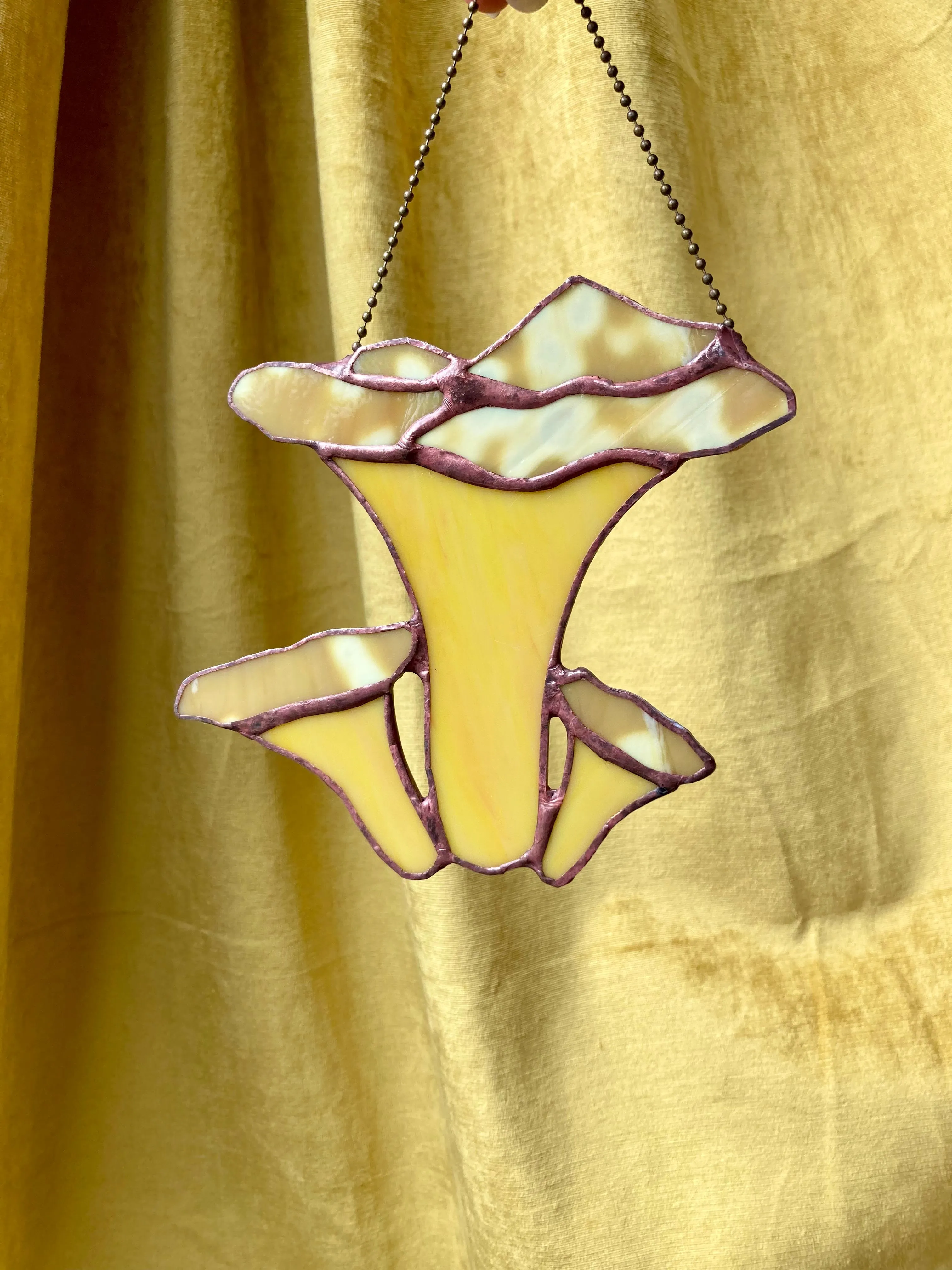 Product image for Stained Glass Chanterelle Mushroom Cluster Sun Catcher