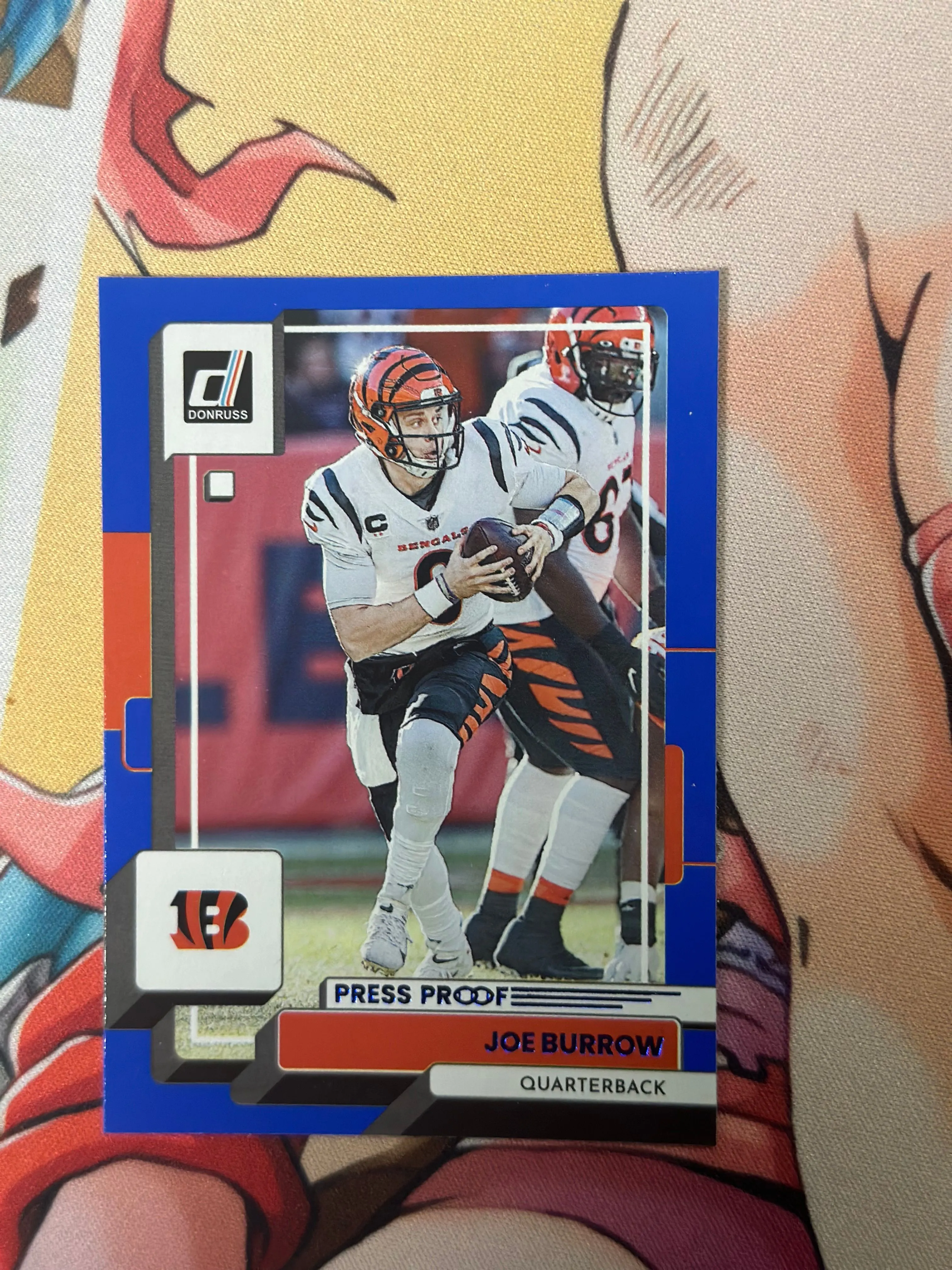 Product image for 2022 Panini Donruss Football Joe Burrow Blue Press Proof #199