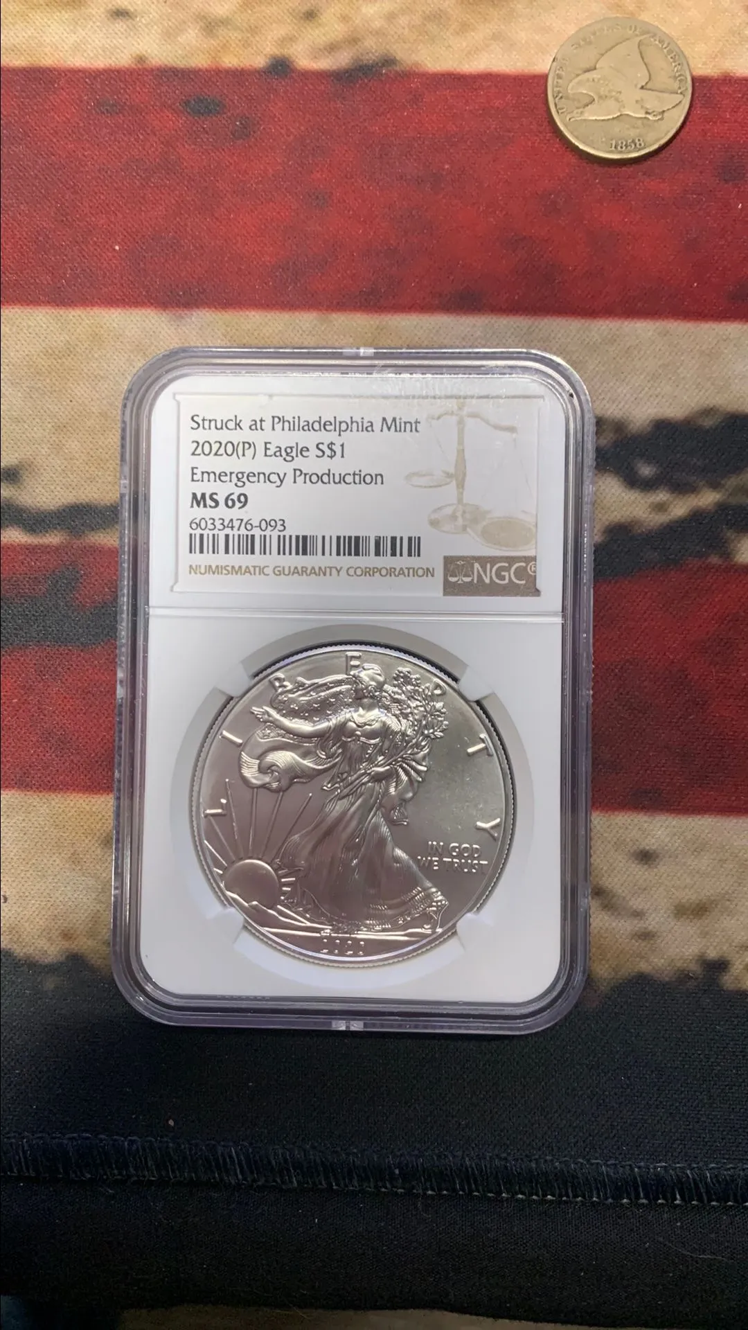 Product image for 2020 (P) SILVER EAGLE NGC MS69 EMERGENCY PRODUCTION STRUCK AT PHILADELPHIA