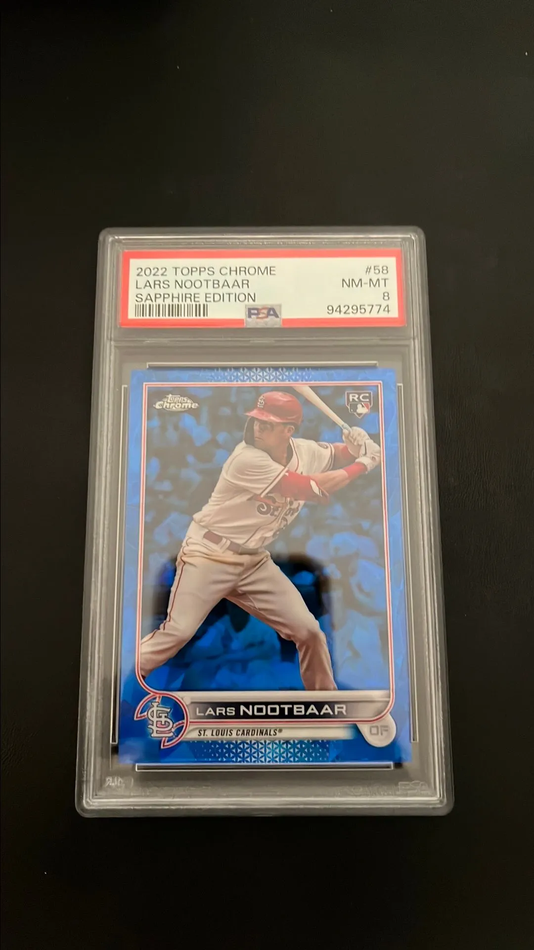 Product image for 2022 Topps Chrome Sapphire Edition Lars Nootbaar 58 Sapphire Edition PSA NM-MT 8