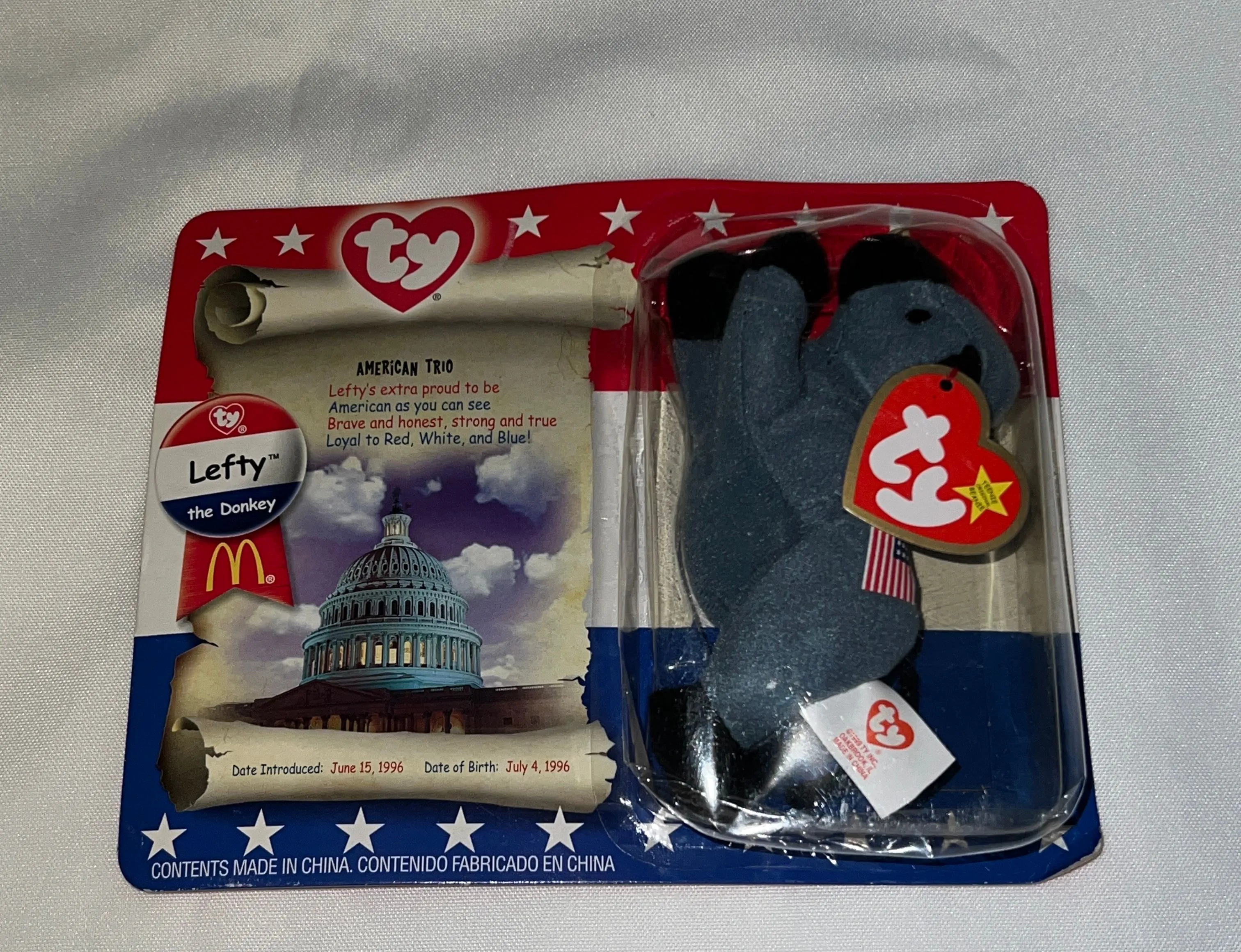 Product image for #8 TY ORIGINAL Lefty The Donkey Beanie Baby 1999