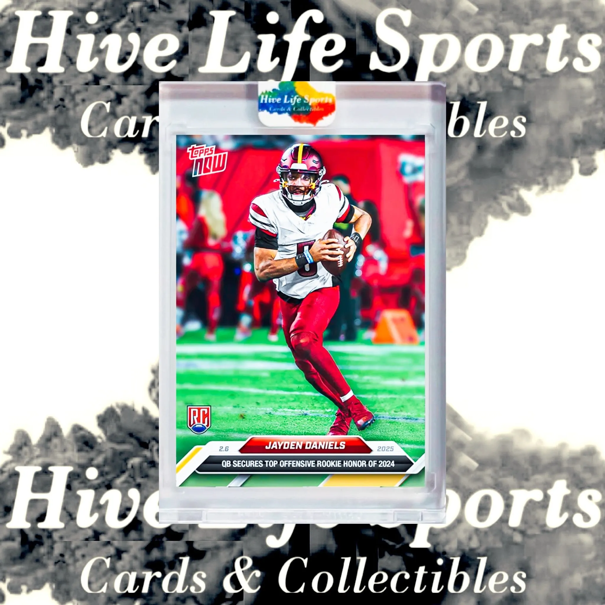 Product image for Jayden Daniels 2024 Topps Now NFL Offensive ROTY RC #24 Commanders w/ HLS One Touch