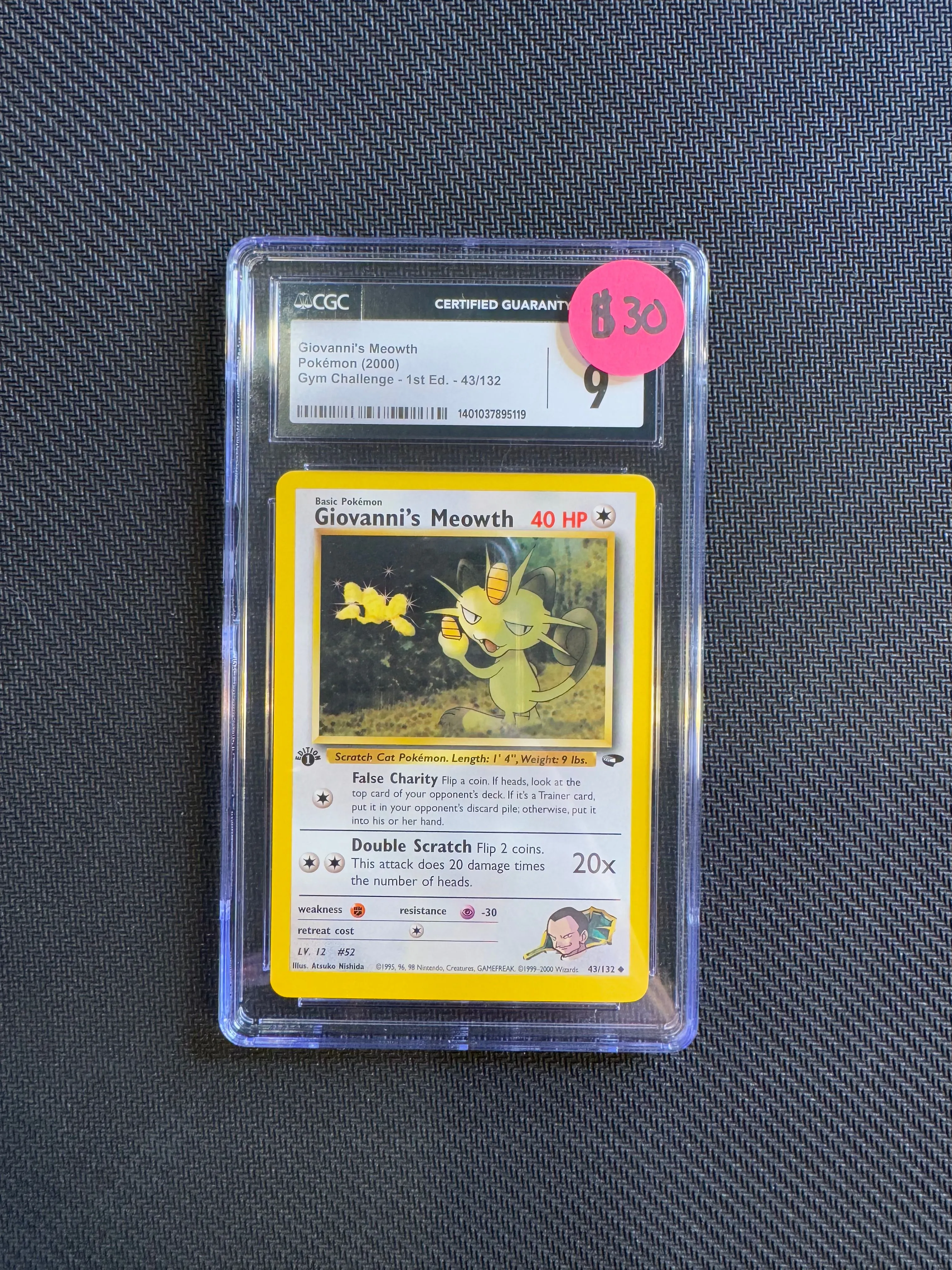 Product image for Black Friday - CGC 9 Giovanni's Meowth Gym Challenge 1st Edition