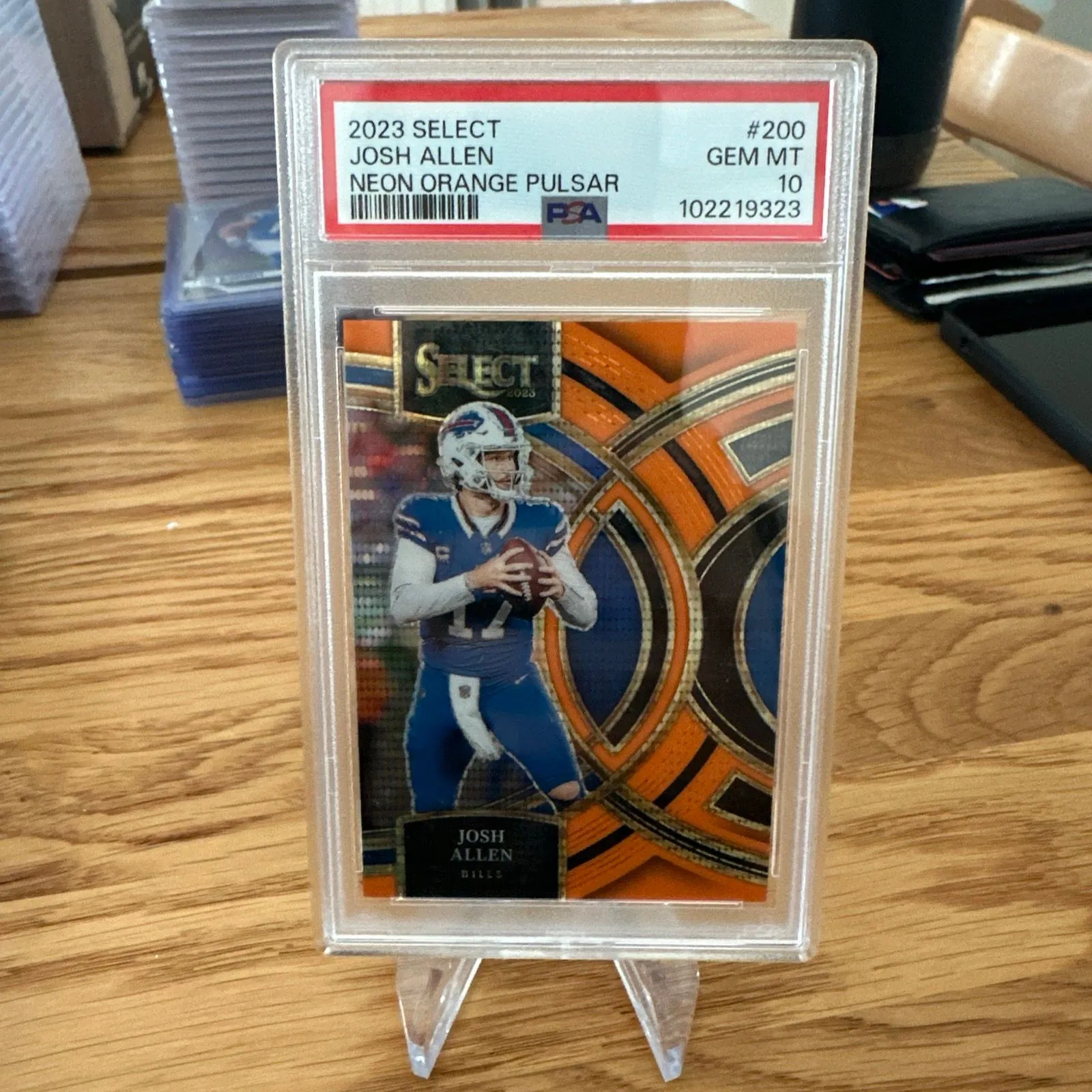 Product image for Josh Allen Select 2023 Neon Orange Pulsar /7 PSA 10