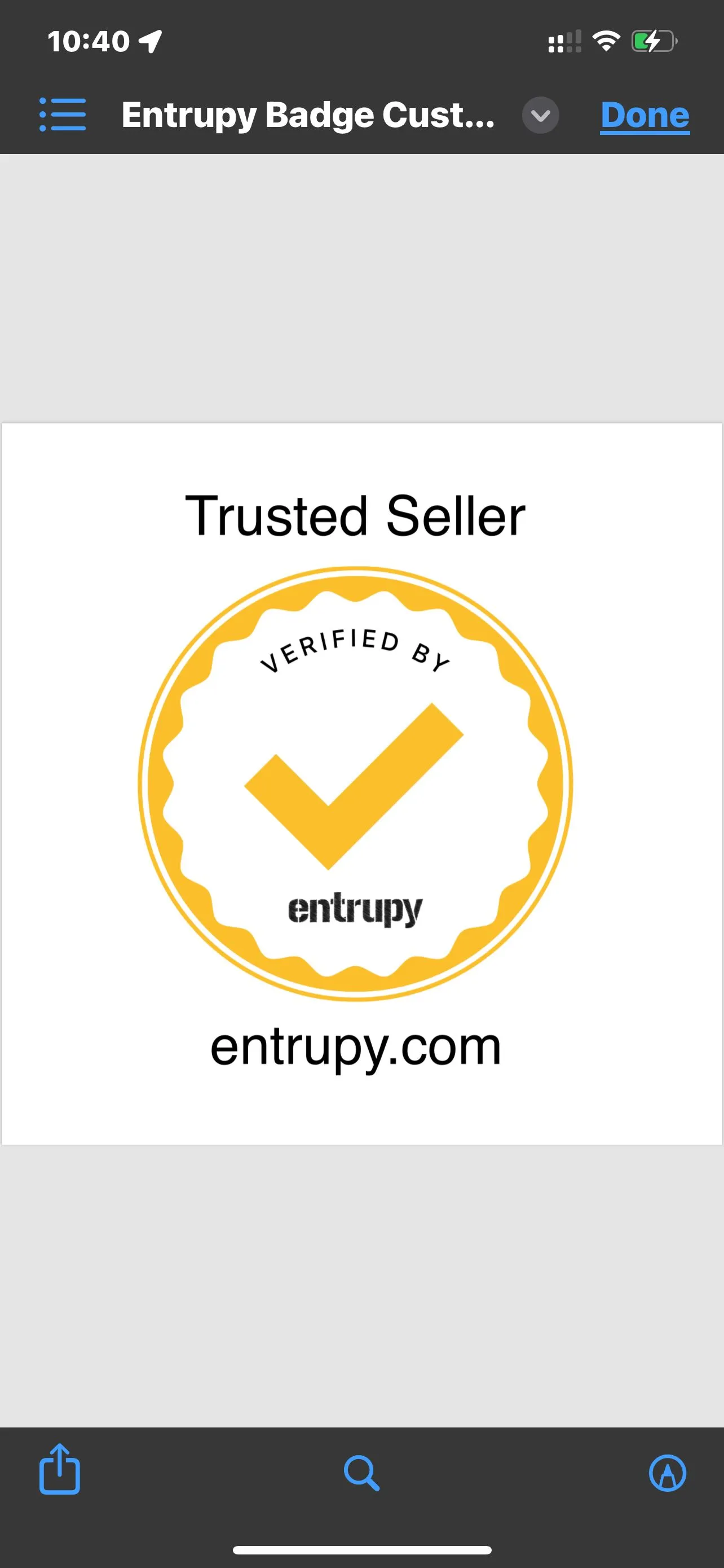 Product image for Entrupy Certificate of Authenticity