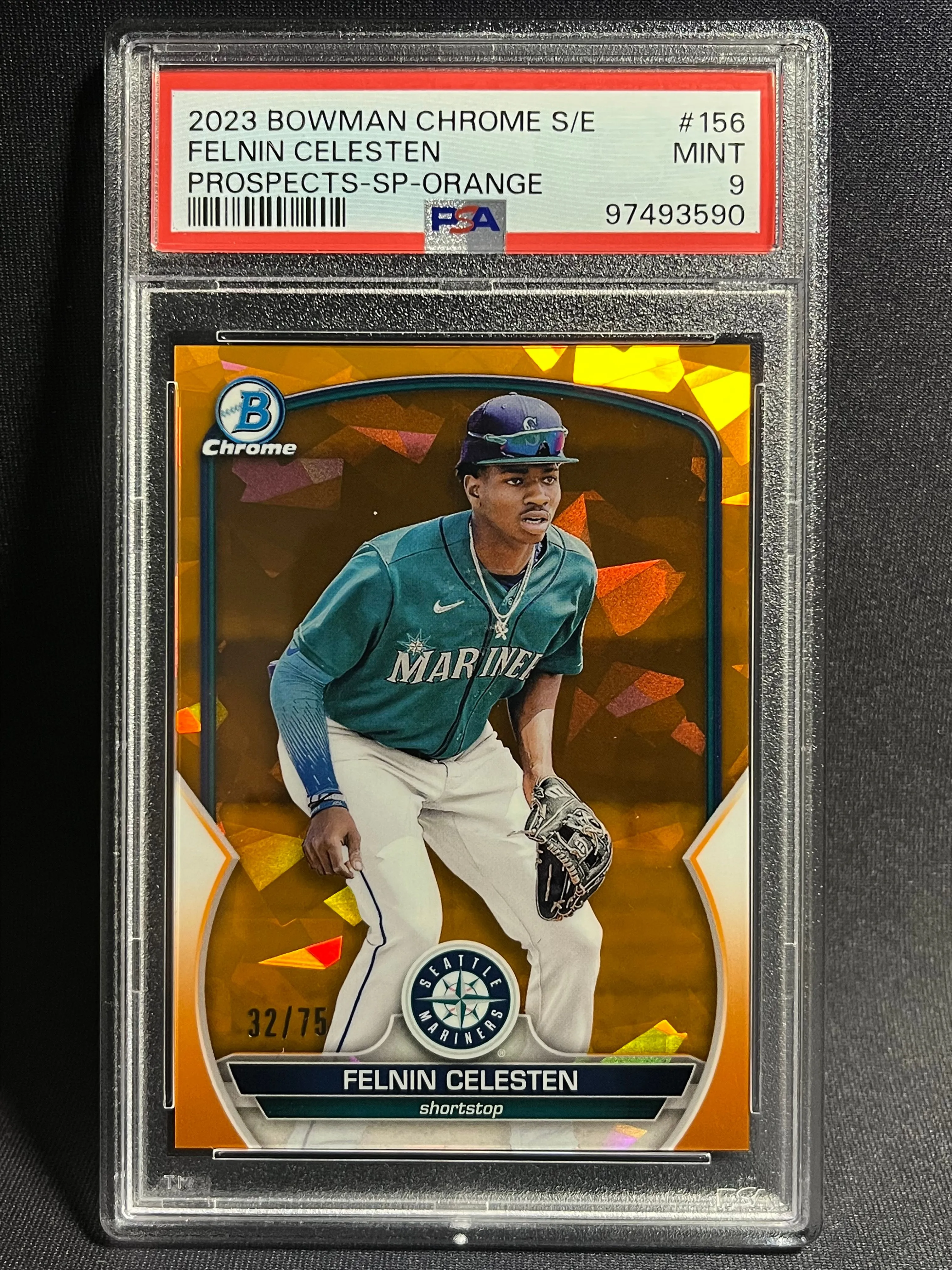 Product image for 2023 Bowman Chrome Sapphire Felnin Celesten 1st Image Variation /75 Orange