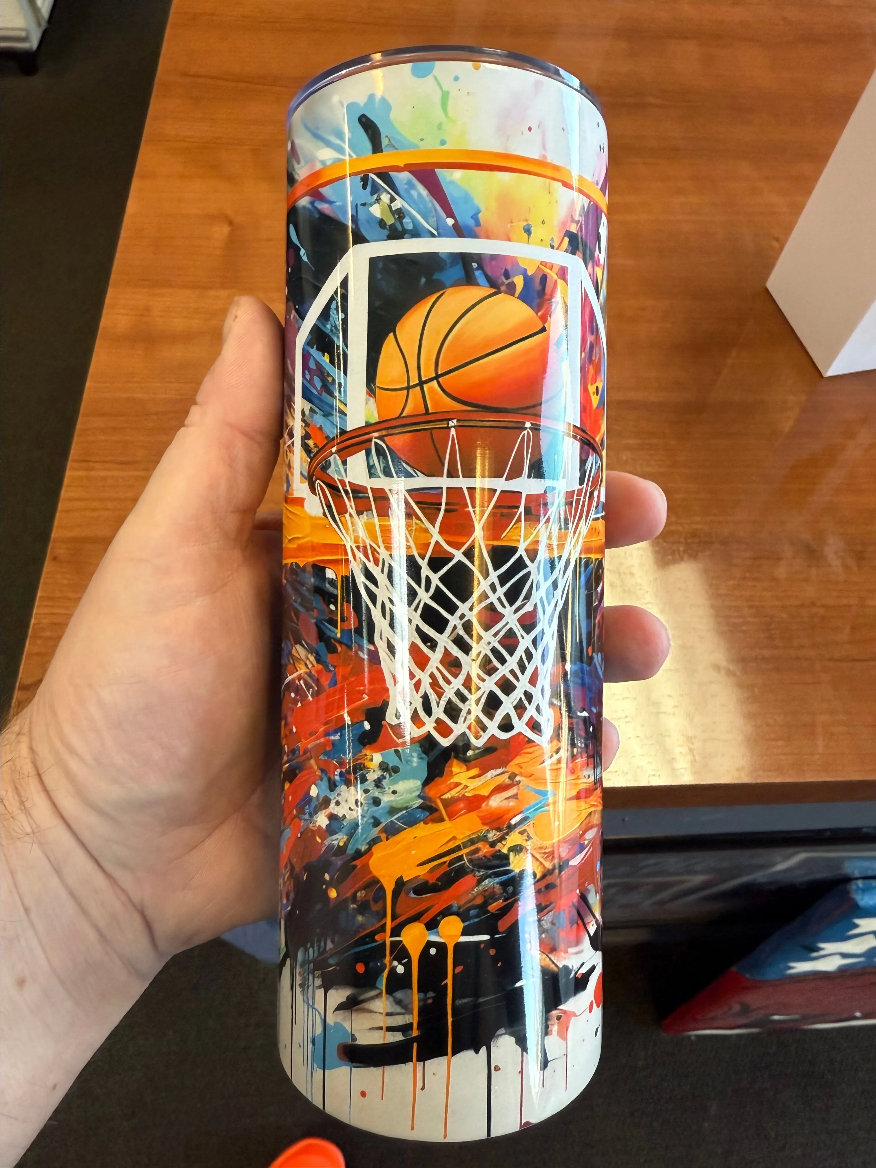 Product image for Basketball Tumbler 20 oz. W/ metal straw