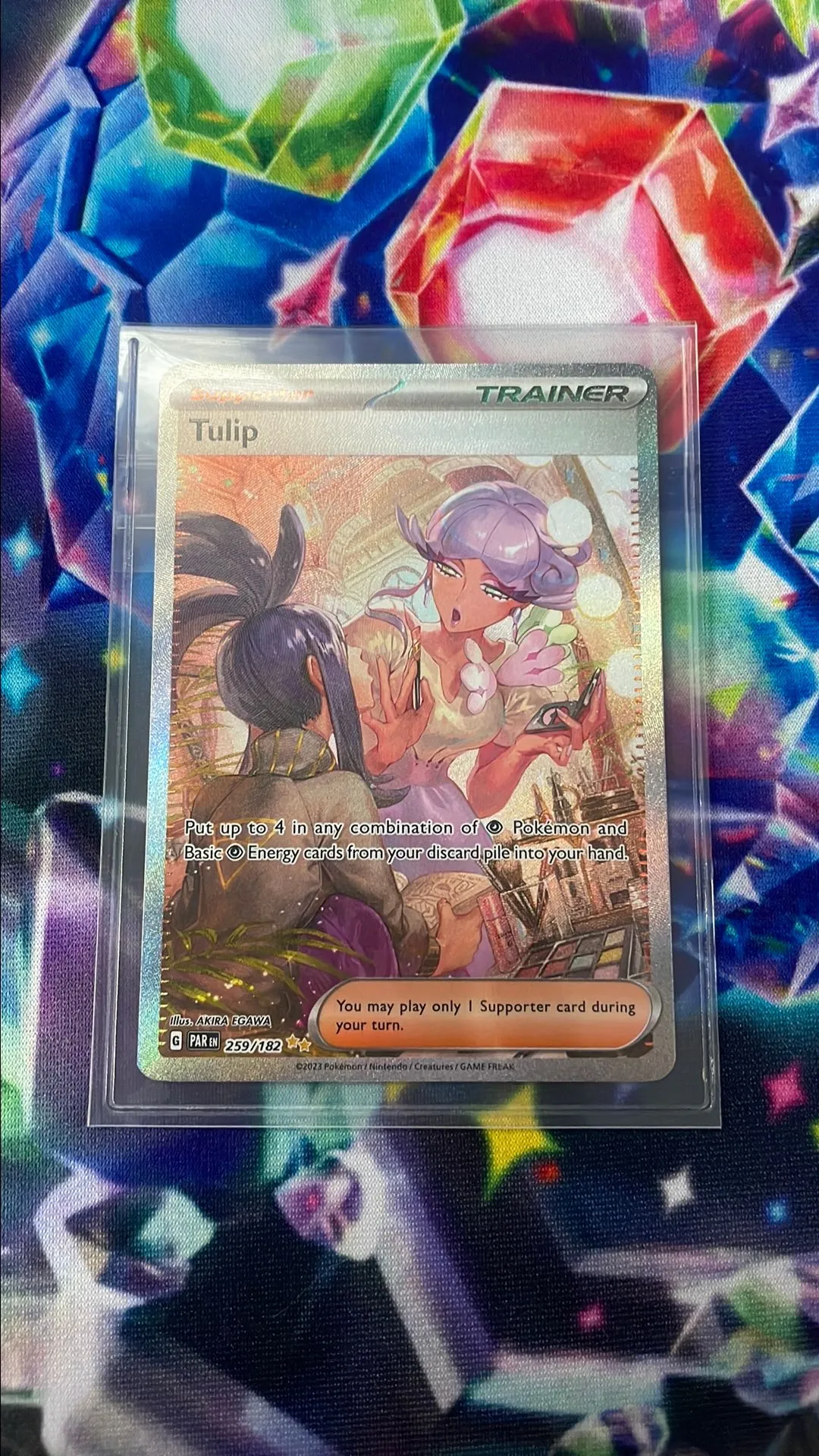 tulip full art pokemon card Pokemon Scarlet and Violet Paradox Rift Tulip #259/182 Special Illustration  Rare Holo Trading Card