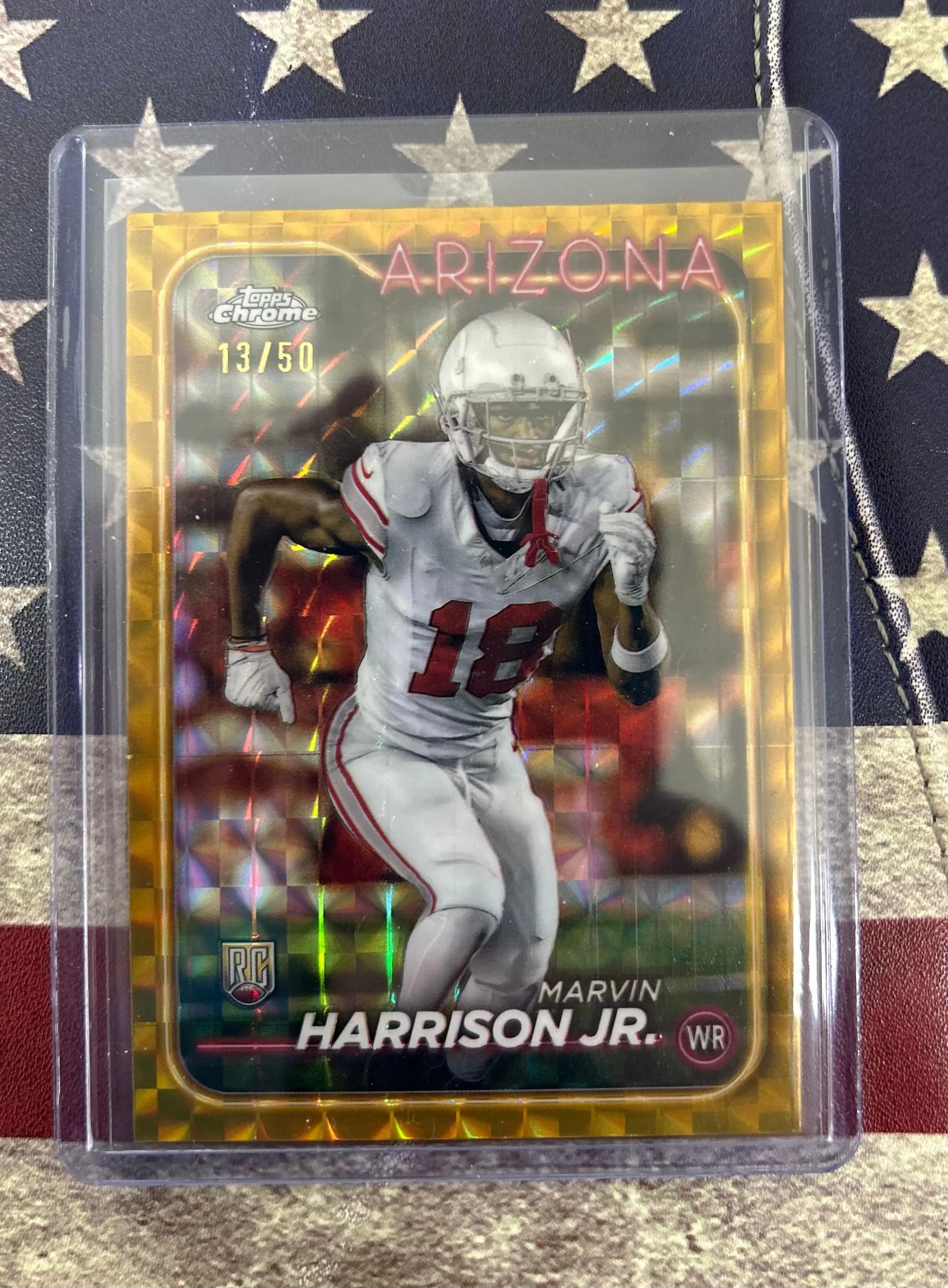Product image for Marvin Harrison Jr Topps Chrome Gold /50