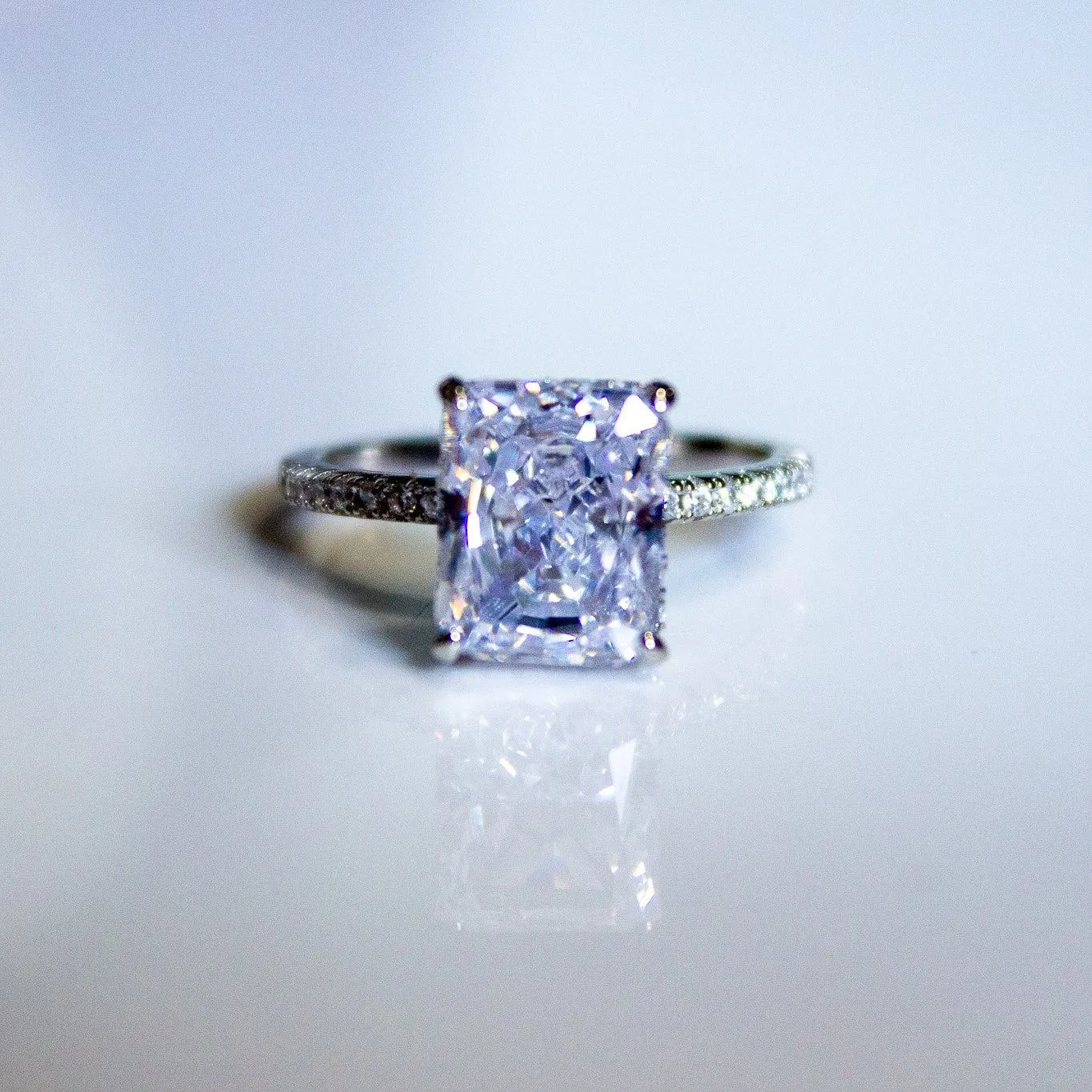Product image for Four Carat Radiant  Sterling Silver Ring Size 7