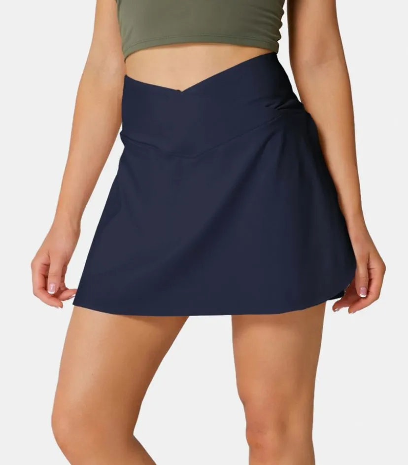 Product image for HALARA everyday cloudful air fabric crossover 2in1 side pocket cool touch tennis skirt Lucid NWT Med