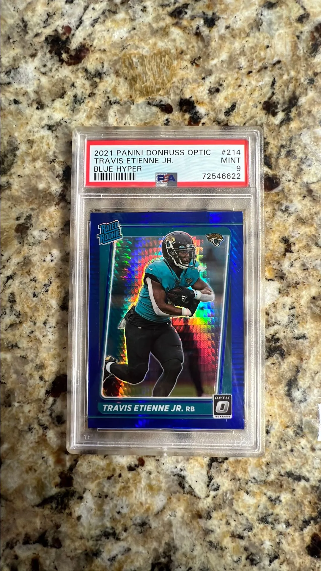 Product image for 2021 Panini Donruss Optic Blue Hyper Travis Etienne Jr.