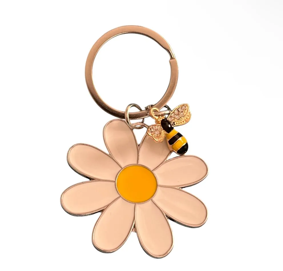 Product image for 000 1 (one) BLOOP Key Ring Sunflower with Bee Bag Charm