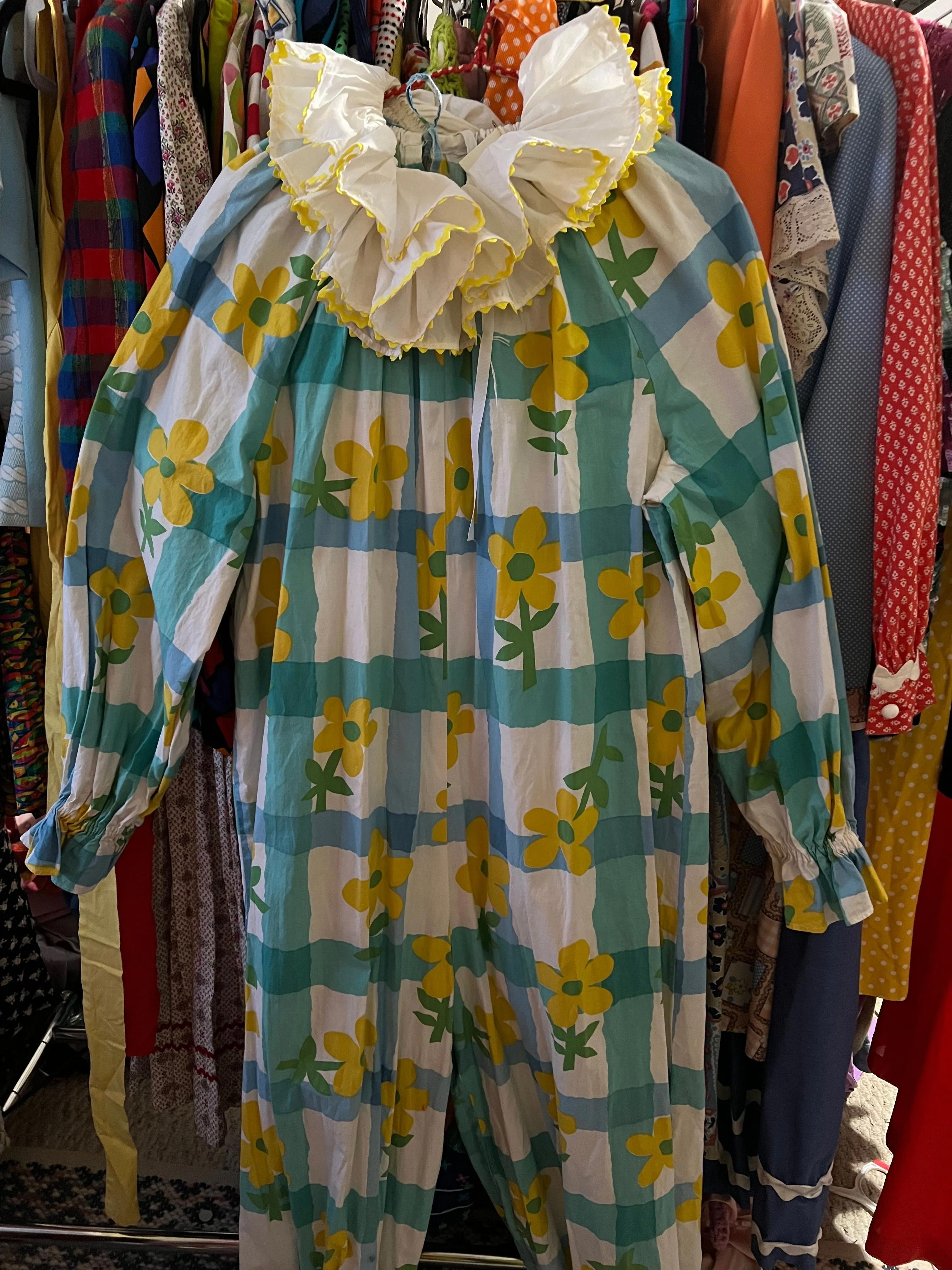 Product image for Amazing cotton clown jumpsuit w/ ruff collar