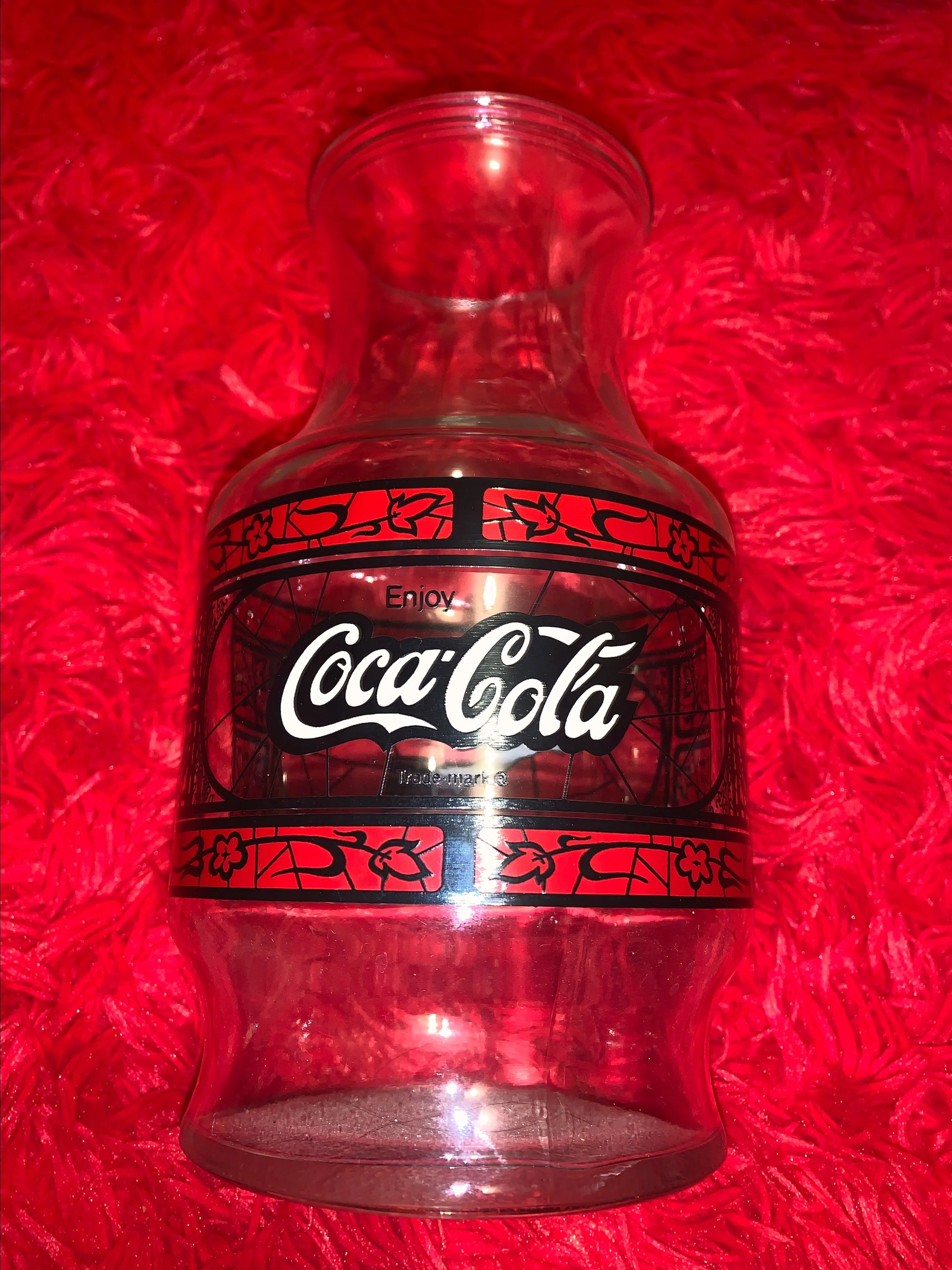 Product image for Vintage 1970s Coca Cola Godfather's Pizza Glass Pitcher Vase