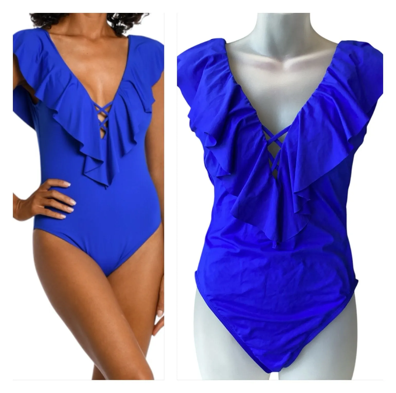 Product image for La Blanca Island Goddess Ruffle Blue One Piece