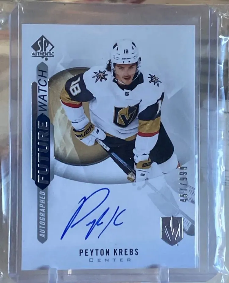 Product image for 2020-21 Upper Deck SP Authentic Peyton Krebs Auto RC Future Watch #/999 Rookie NHL
