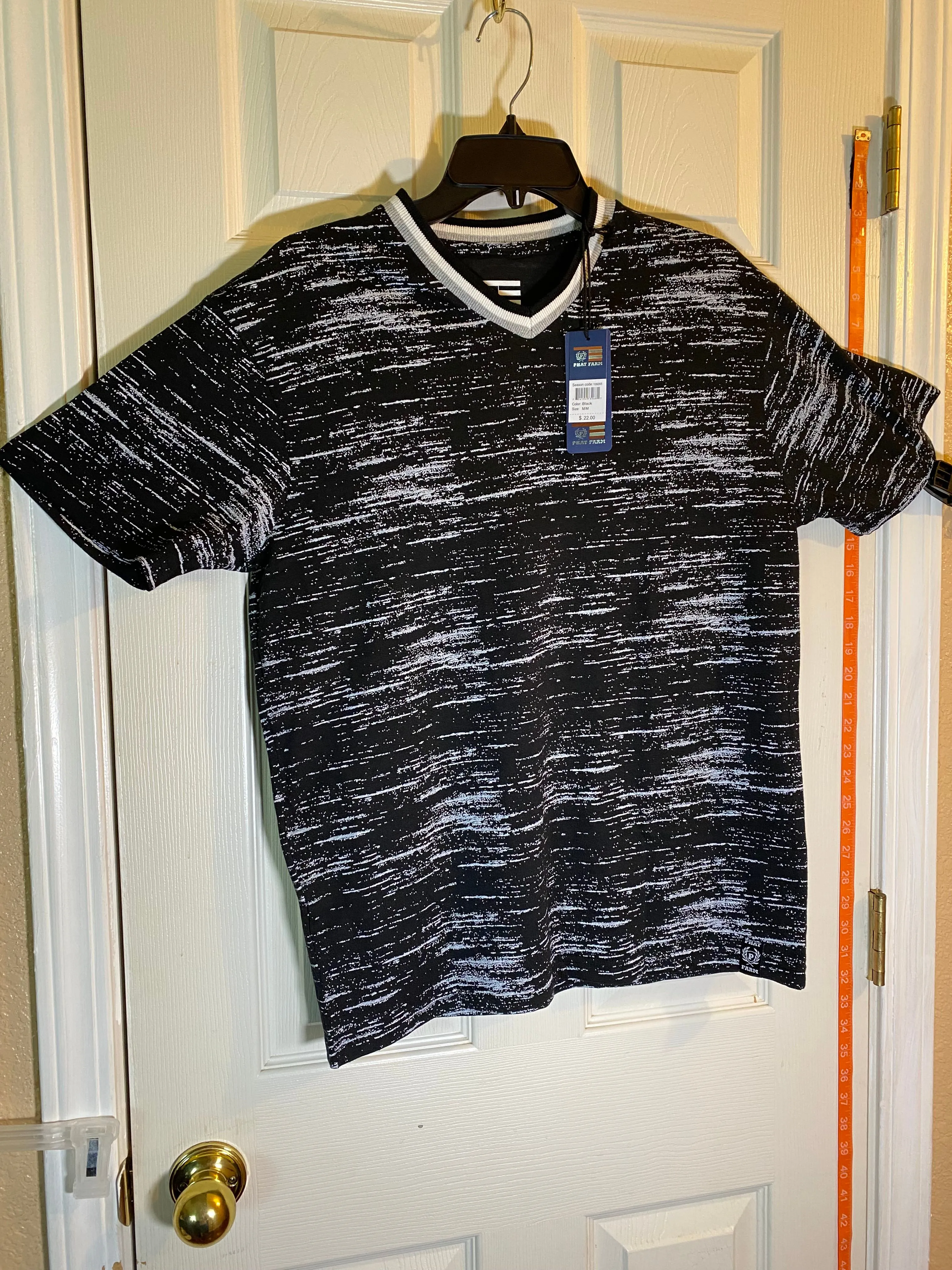 Product image for Phat Farm Sz M Men’s Short Sleeve T-Shirt Black Gray Tee V-Neck NWT $22