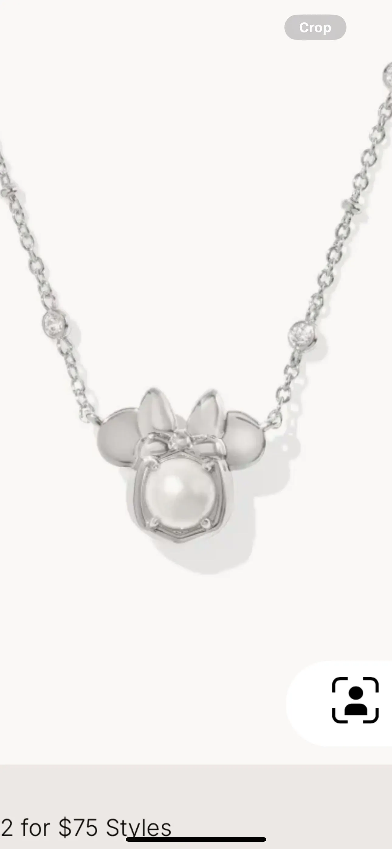 Product image for DISNEY I KENDRA SCOTT SILVER MINNIE MOUSE SHORT PENDANT NECKLACE IN FRESHWATER CULTURED PEARL