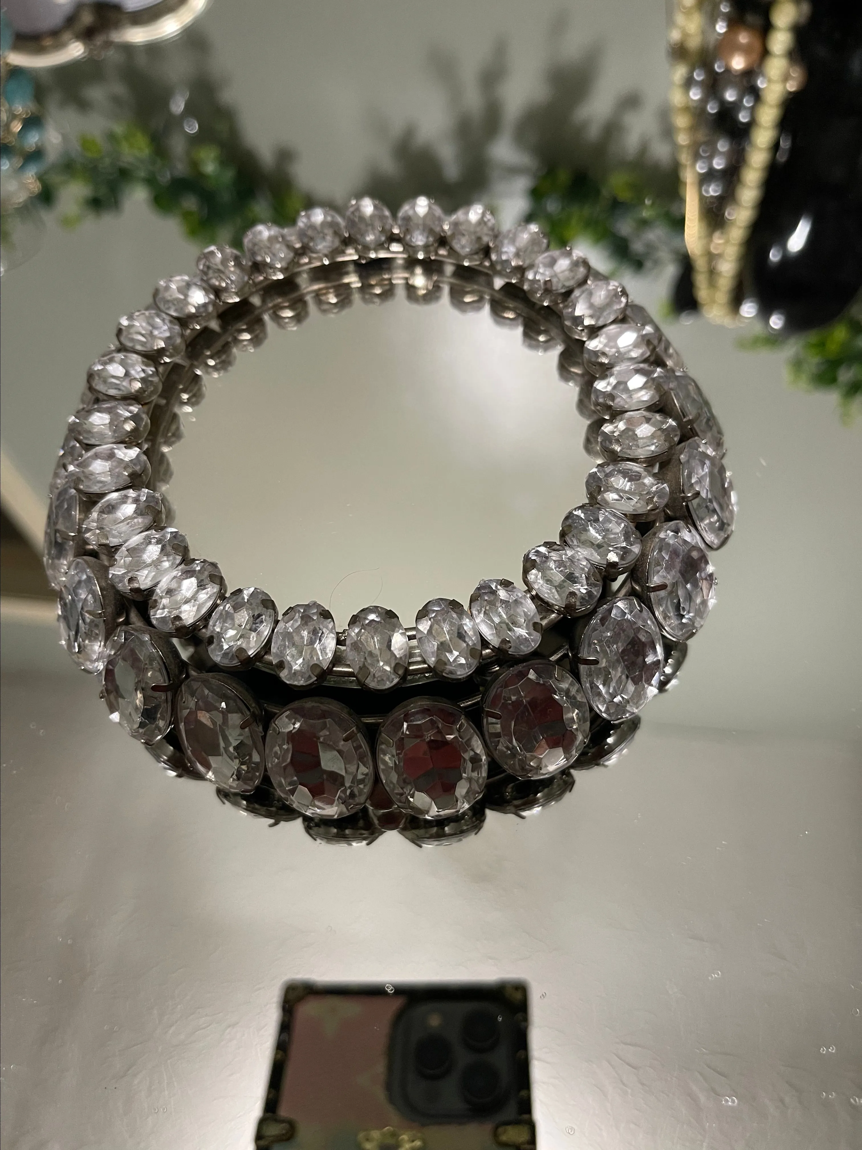 Product image for Two’s Company vintage crystal mirrored tray
