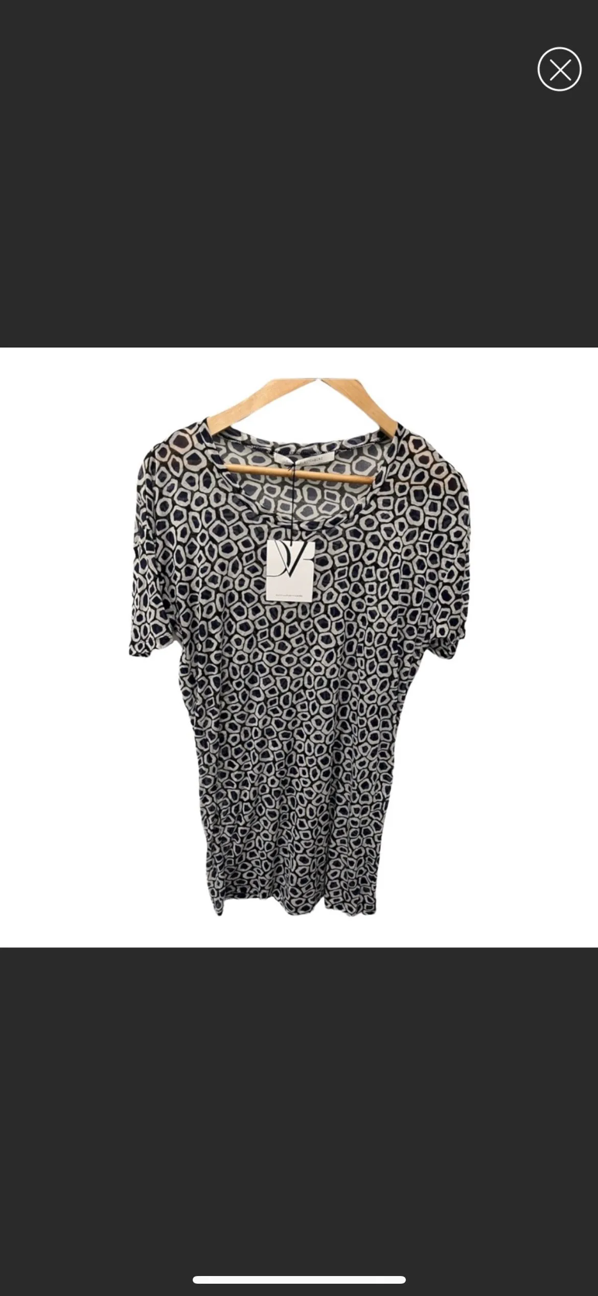 Product image for #17 DIANE VON Fürstenberg JENNA STONE LEOPARD BLUE SHEER SS BLOUSE SIZE SMALL