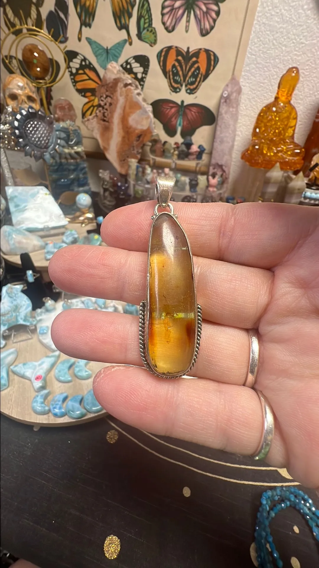 Product image for * Lightning Deal* Amber Pendant on sterling silver (c)