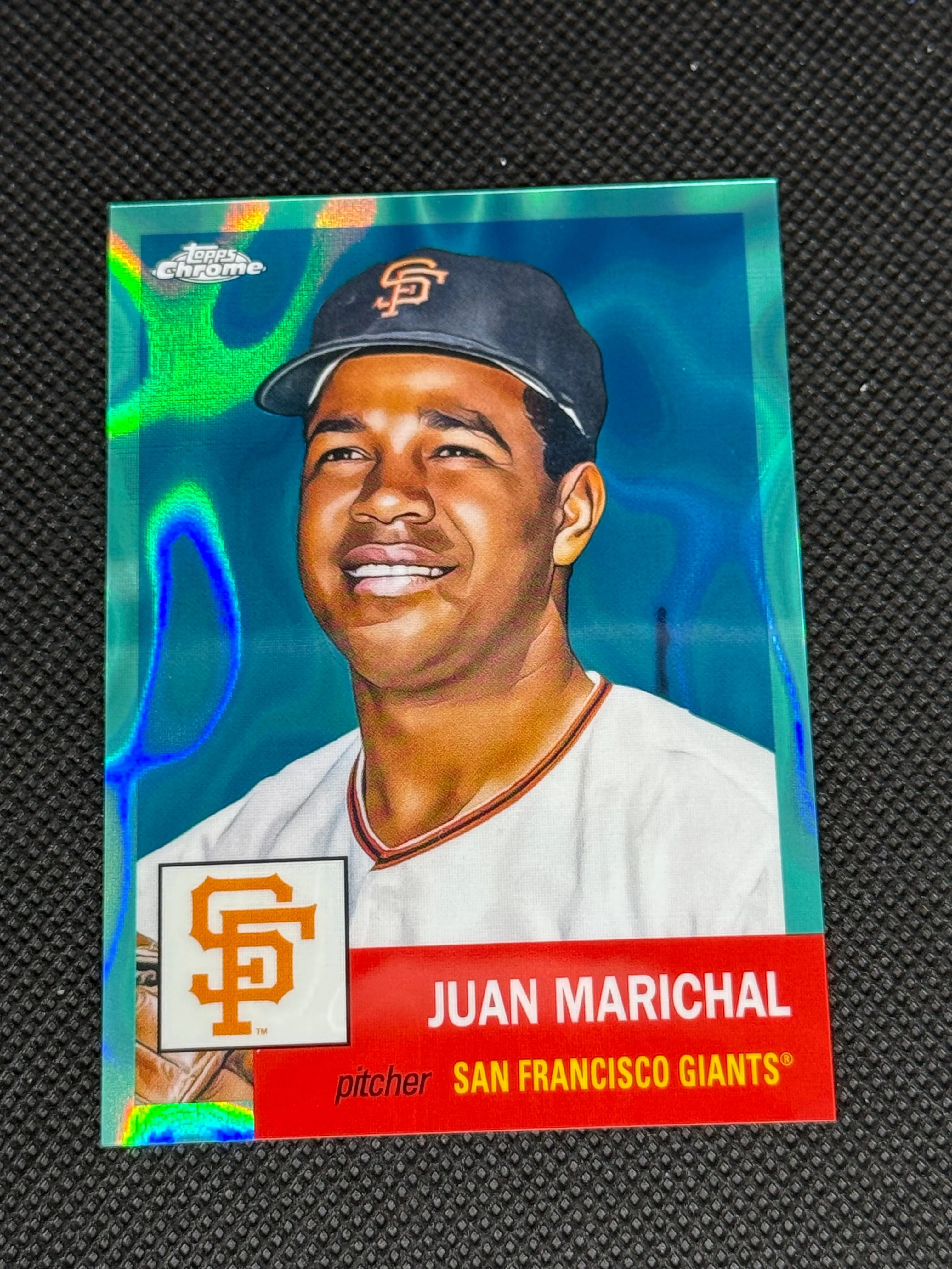 Product image for #30 2022 Topps Chrome Platinum Juan Marichal Aqua Lava Refractor 121/299 San Francisco Giants