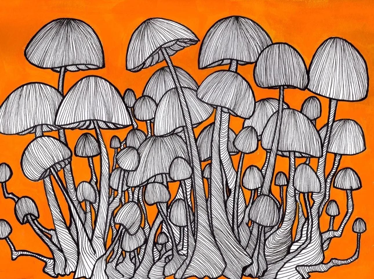 Product image for Mushroom Party print 5” x 7”