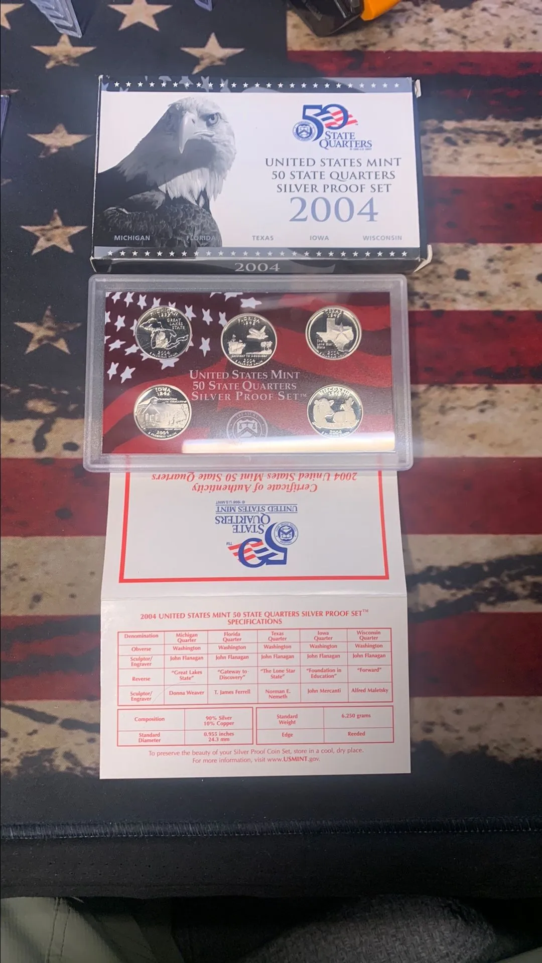 Product image for 2004 S SILVER UNITED STATES MINT 50 STATES QUARTER SILVER PROOF SET