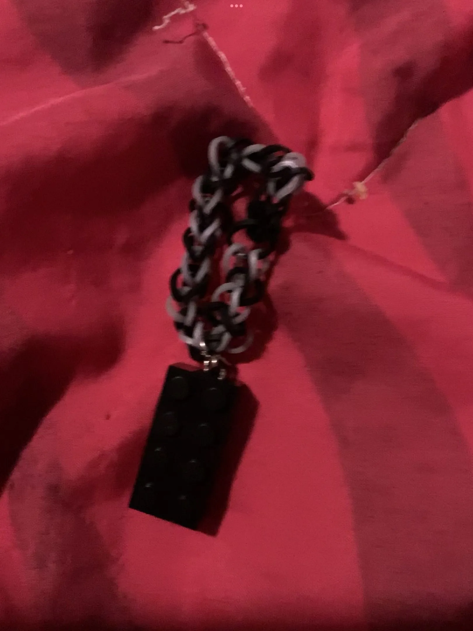 Product image for Handmade Rainbow Loom Bracelet Black and Grey Lego Inspired