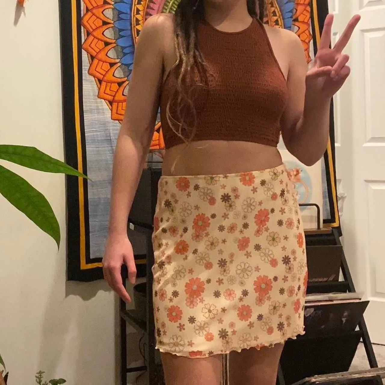 Product image for Groovy Hippie 70s floral skirt