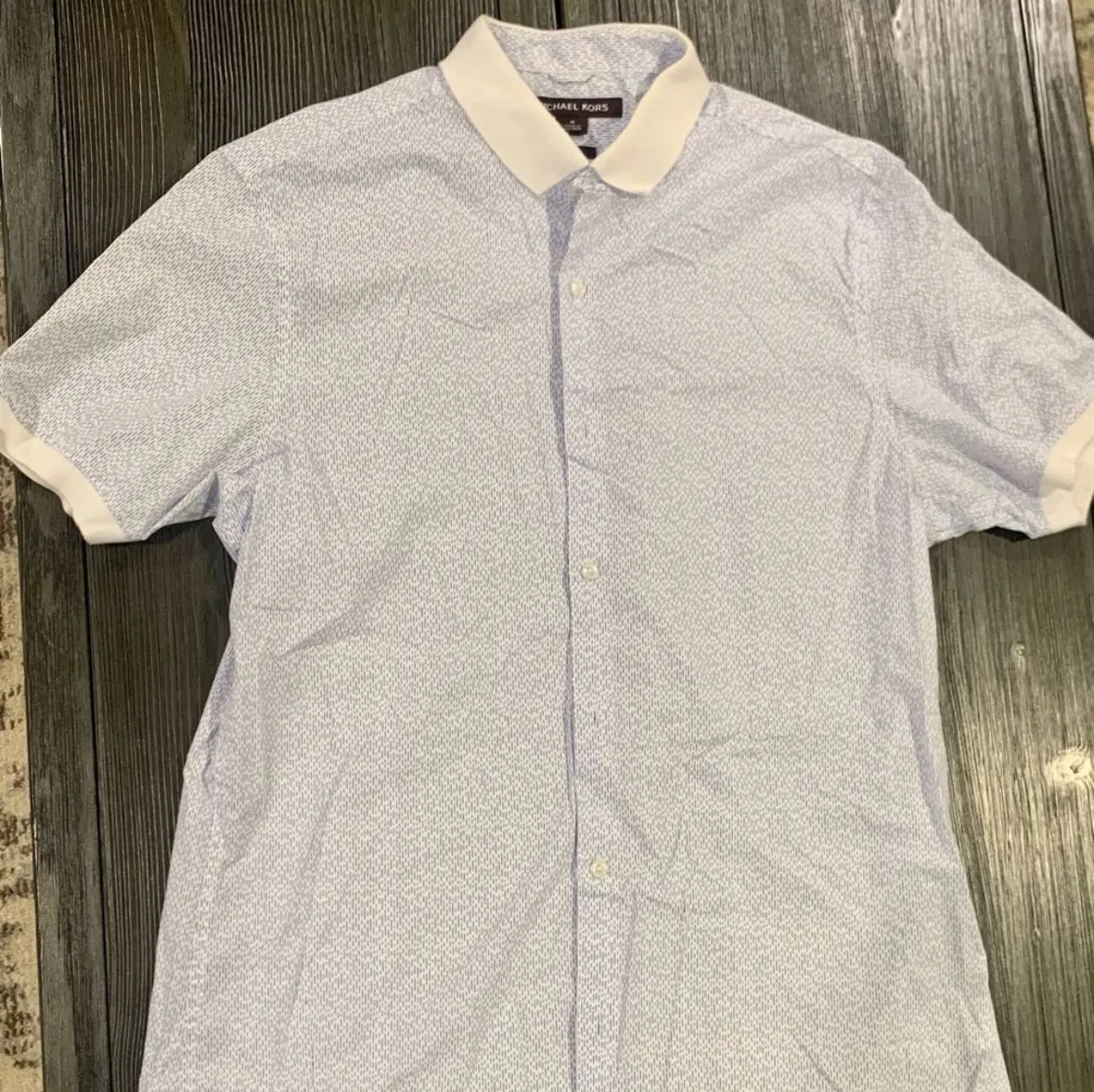 Product image for Michael Kors men’s size medium blue & white color button down short sleeve .. worn once