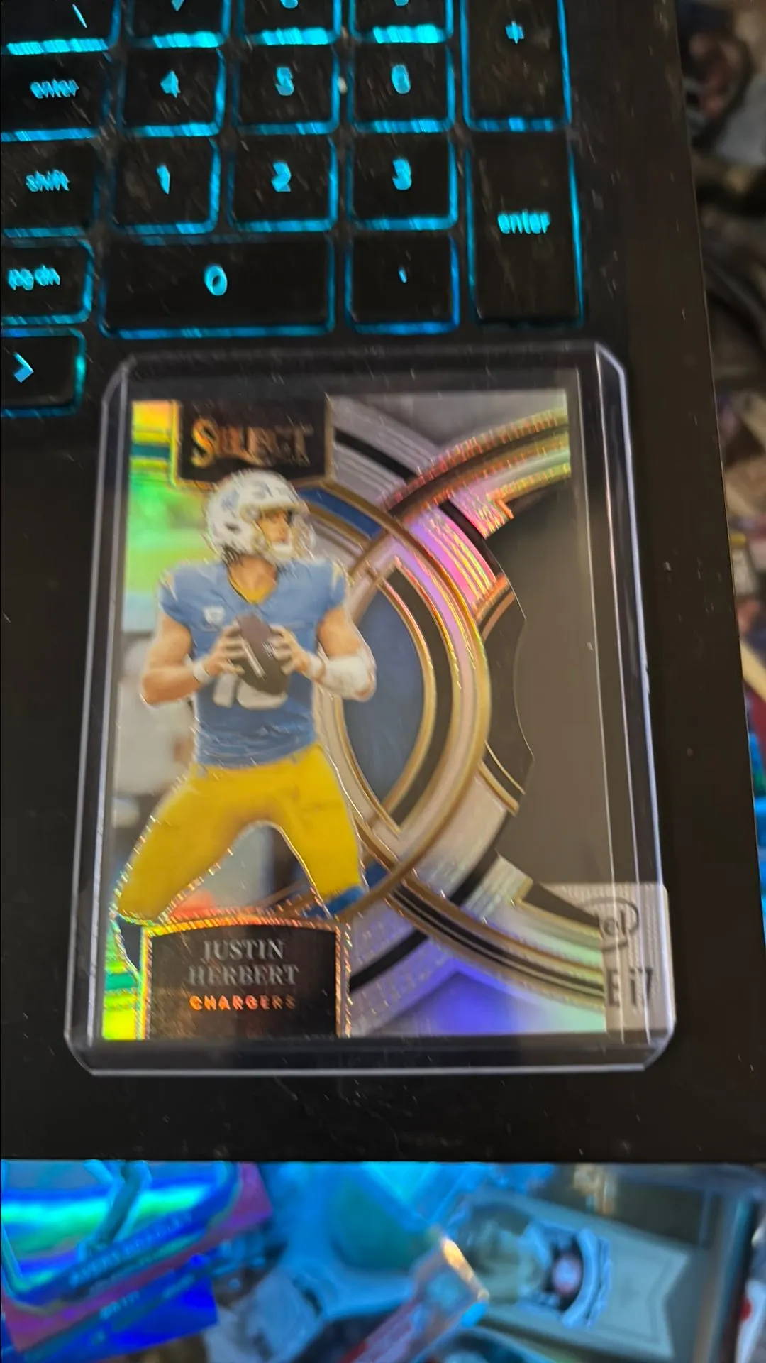 Product image for Justin Herbert 2023 Select Silver diecut Chargers