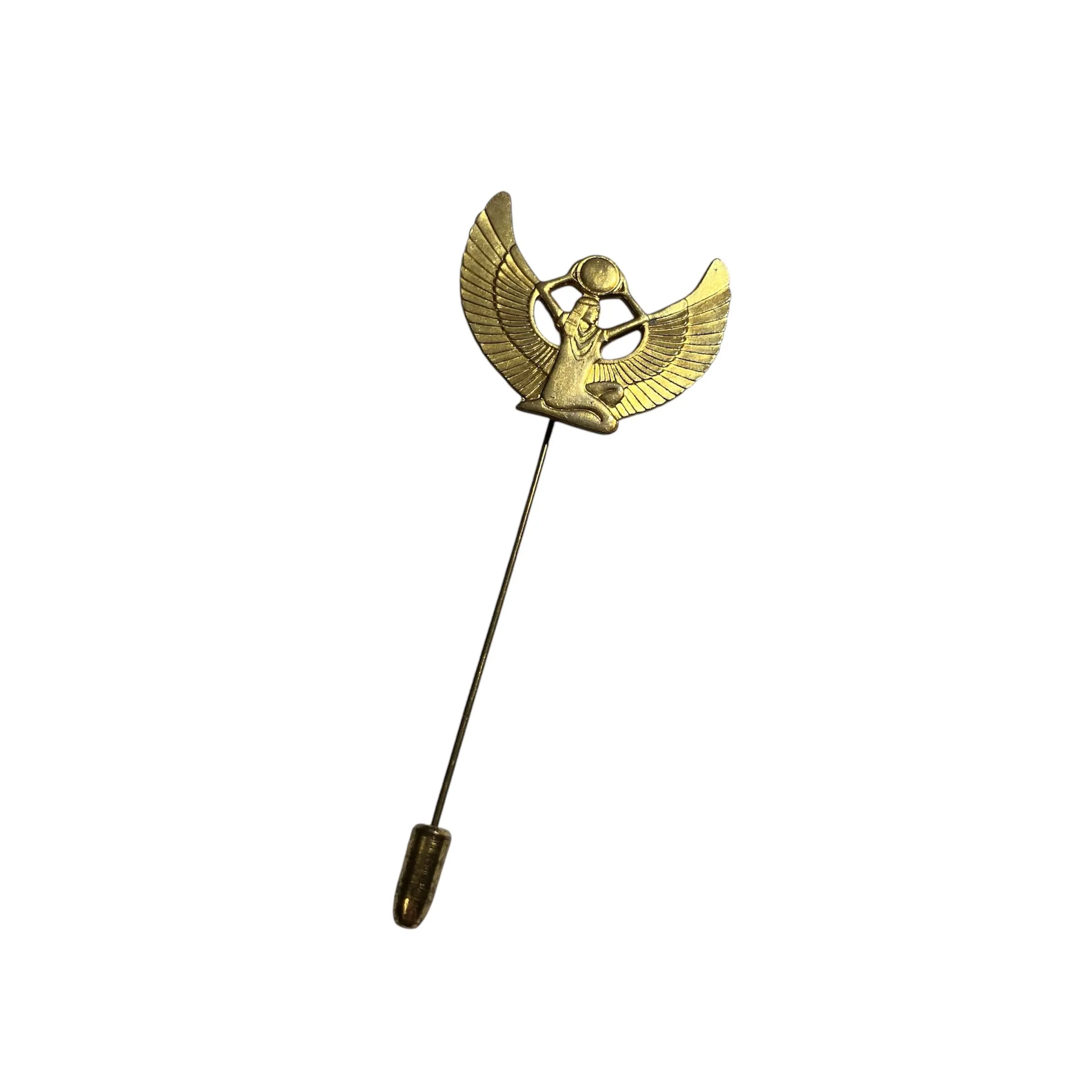 Product image for Vintage Egyptian Revival Isis Winged Goddess Stick Pin Gold Tone Estate Jewelry
