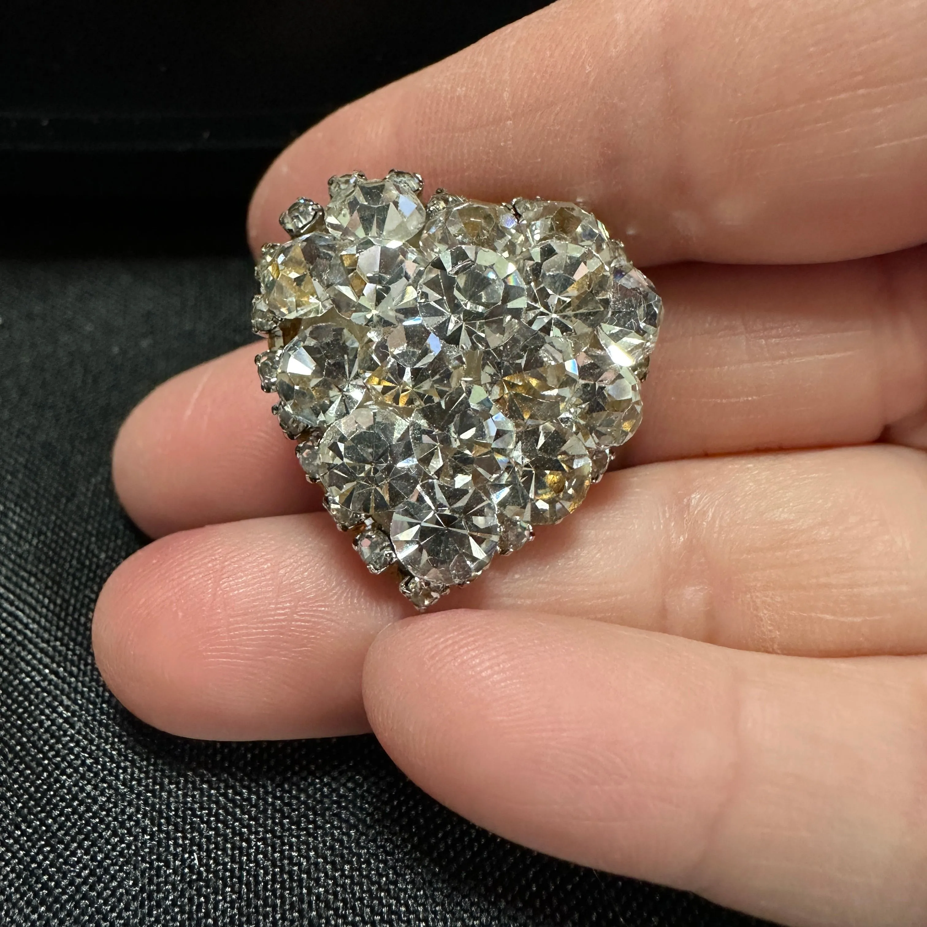 Product image for rhinestone heart clip on earrings