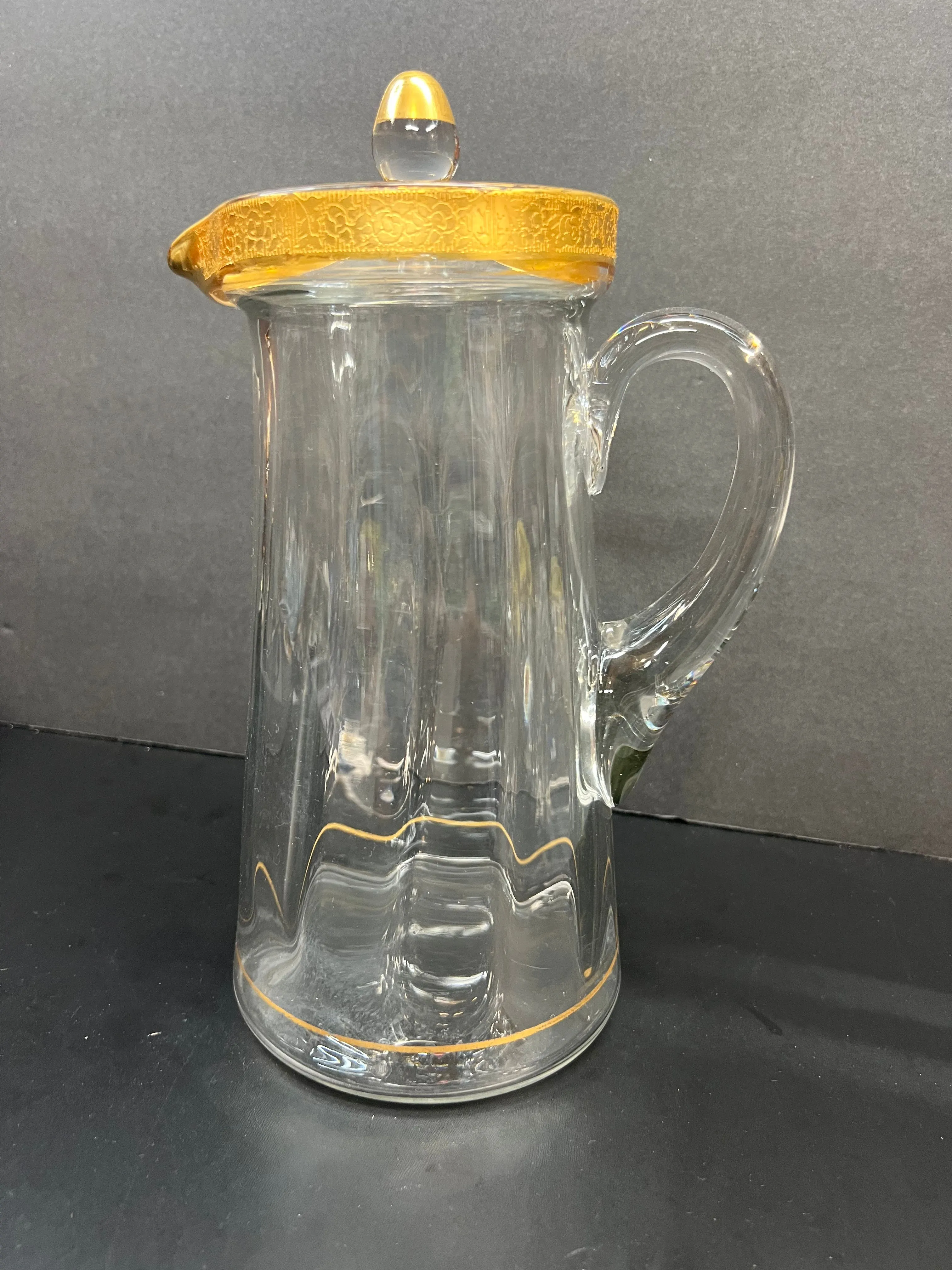 Product image for 0319 Early 20th century Tiffin Glass gilded lidded pitcher