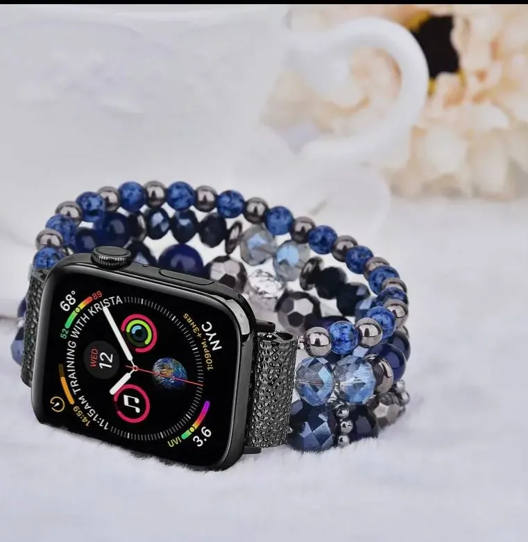 Product image for Blue beaded, smart, watch band