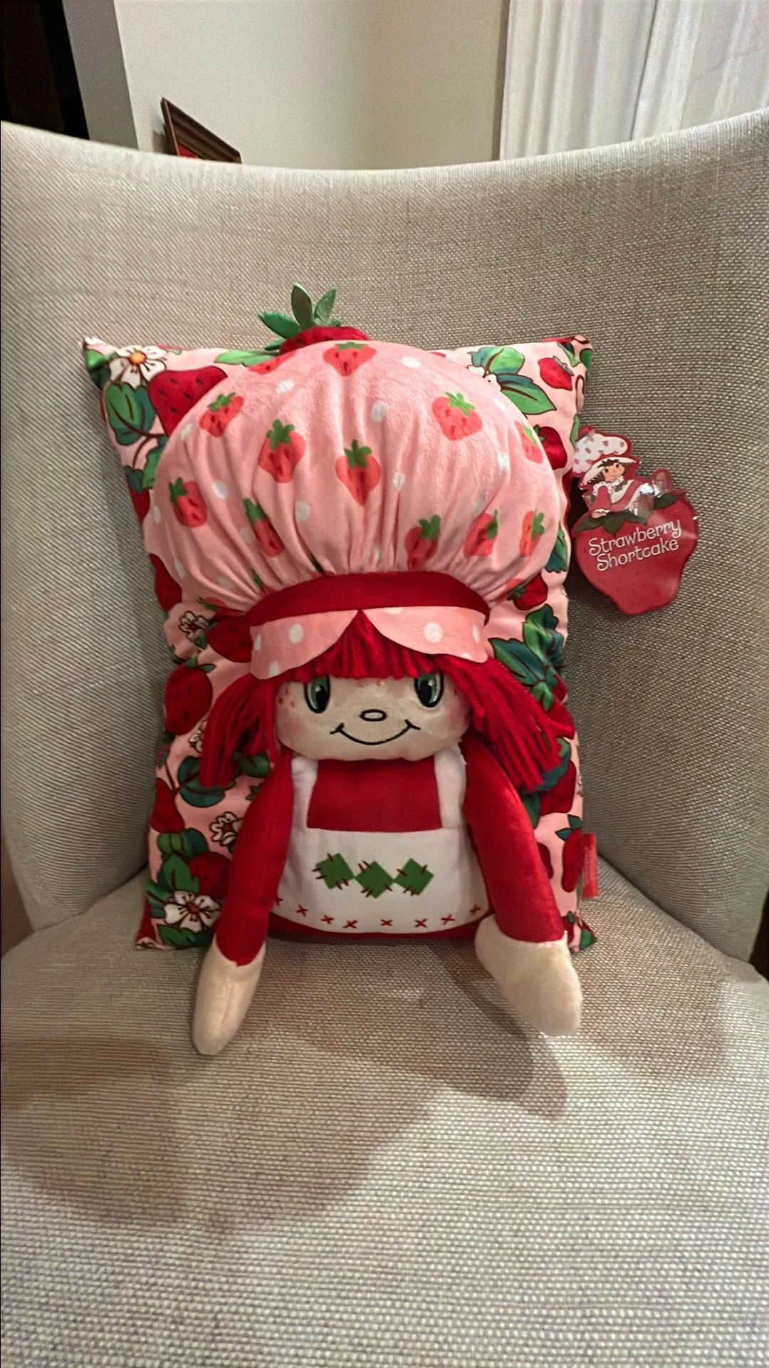 Product image for #16 Vintage inspired cutest Strawberry Shortcake pillow ever!