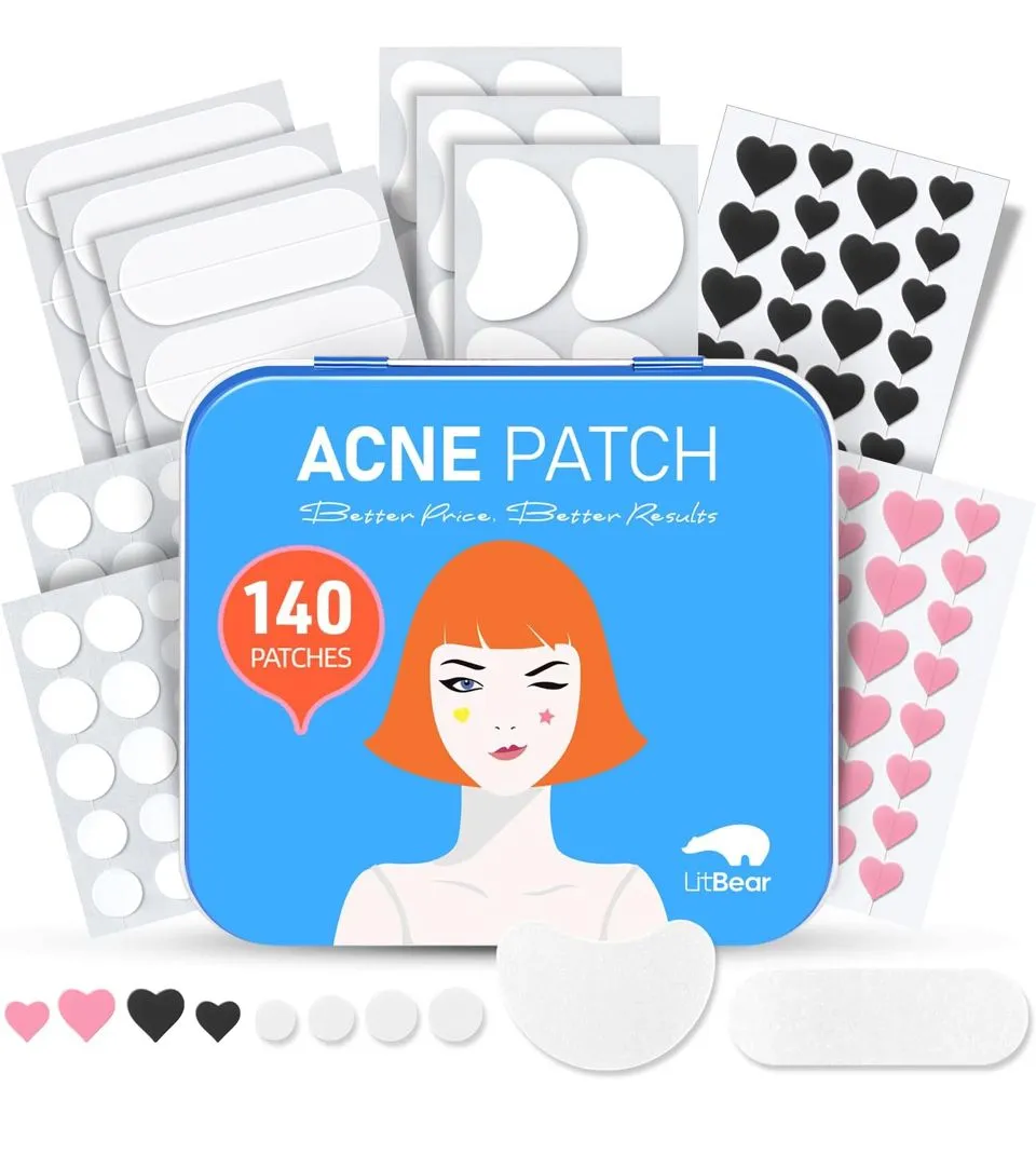Product image for Acne Patch Set – 140 Hydrocolloid Patches with Tea Tree & Centella