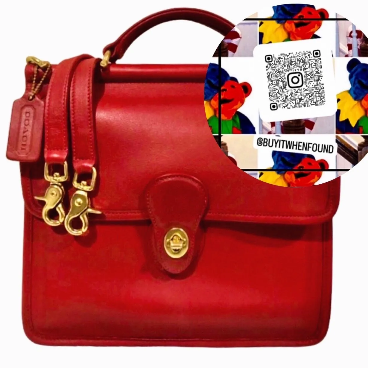 Product image for COACH WILLIS Vintage Red Leather Top Handle Crossbody Shoulder Bag 9927 COA