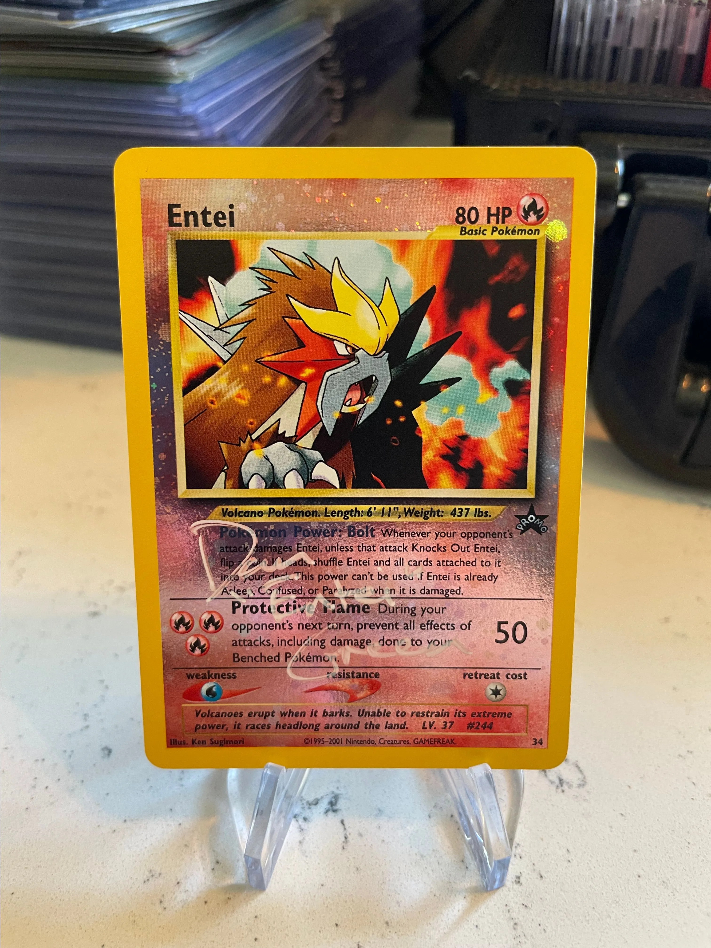 entei pokemon card promo Pokemon 2000 Neo 2 #34 Entei Reverse Holo Promo Japanese + Swirl – Gamers  Combined main image 1