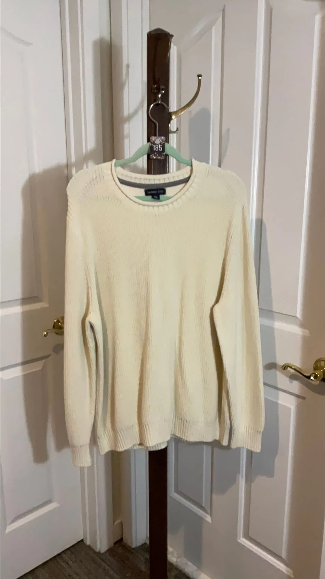 Product image for 185 Lands End XXL 50-52 cream off white knit long sleeve sweater top