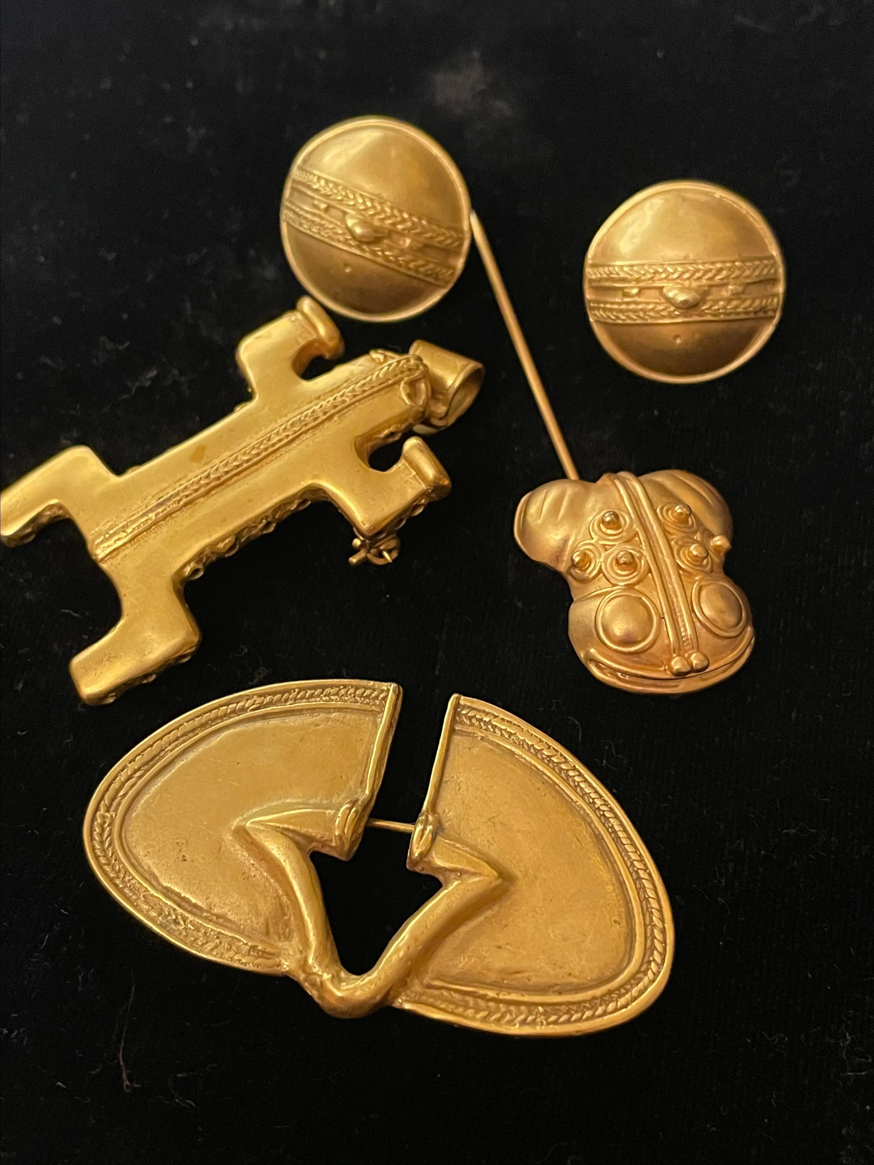 Product image for RARE LOT 22kt GP Pre Columbian Museum Replica Artifact Jewelry