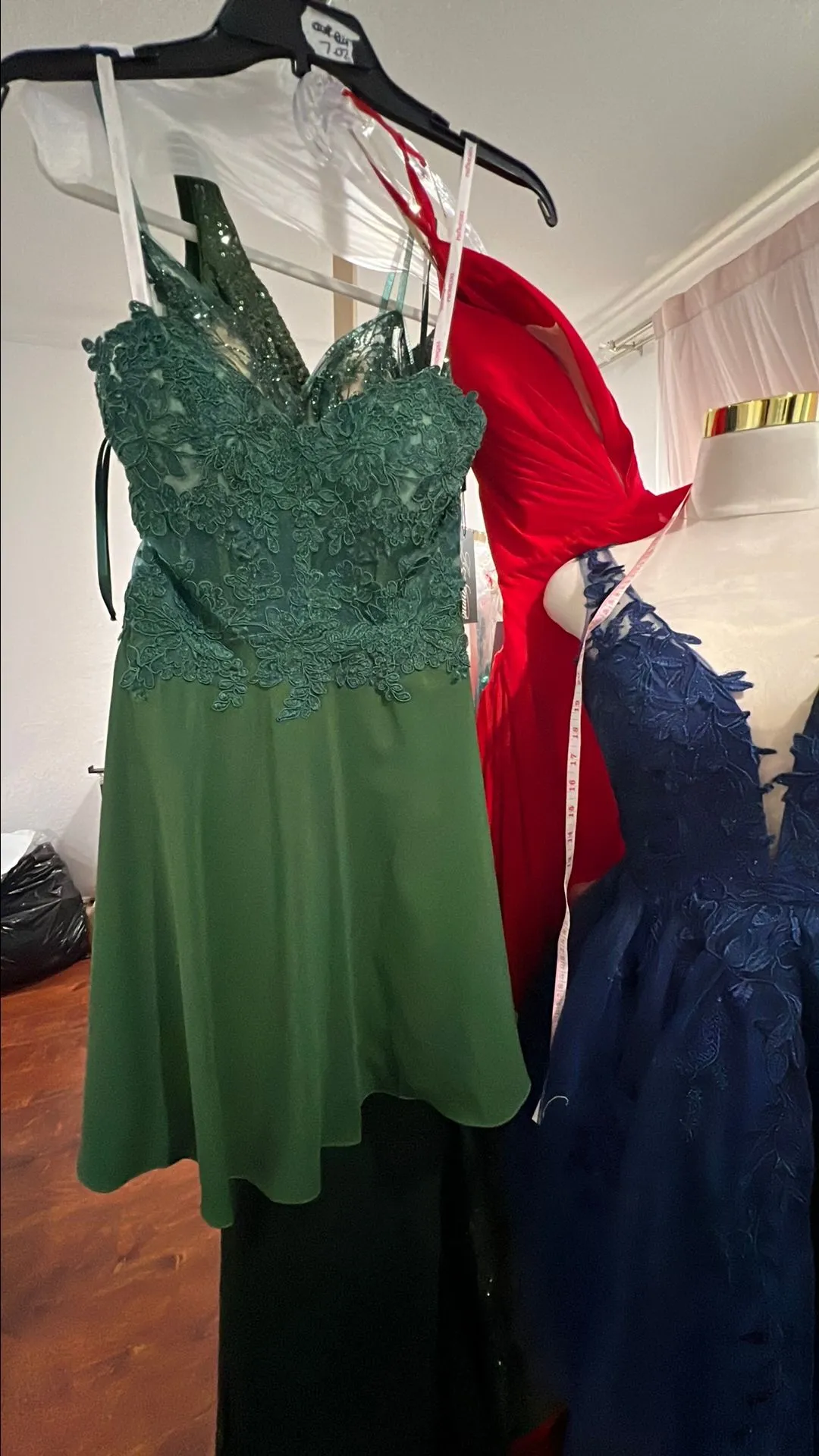 slim fit dress slacks Backless Emerald Green Prom Dress with 3-D Flowers Emerald / 00 main image 1
