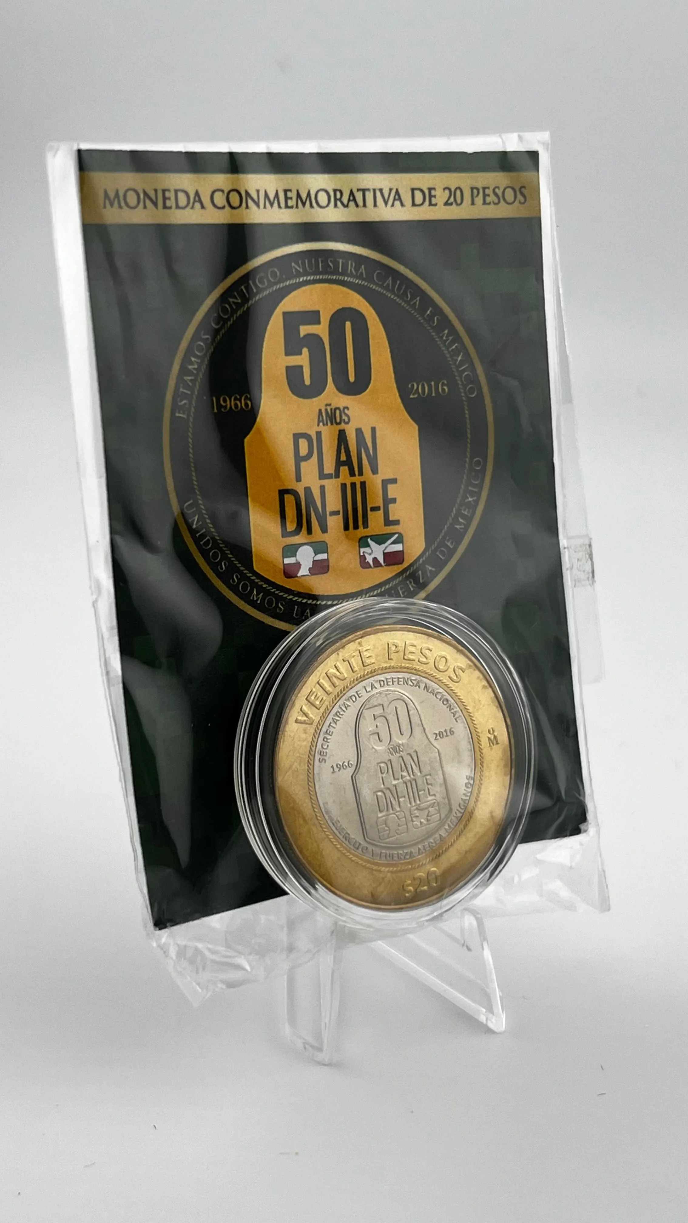 Product image for Mexico 20 Pesos 2016 Plan DNIII-E 50th anniversary application Official Blister