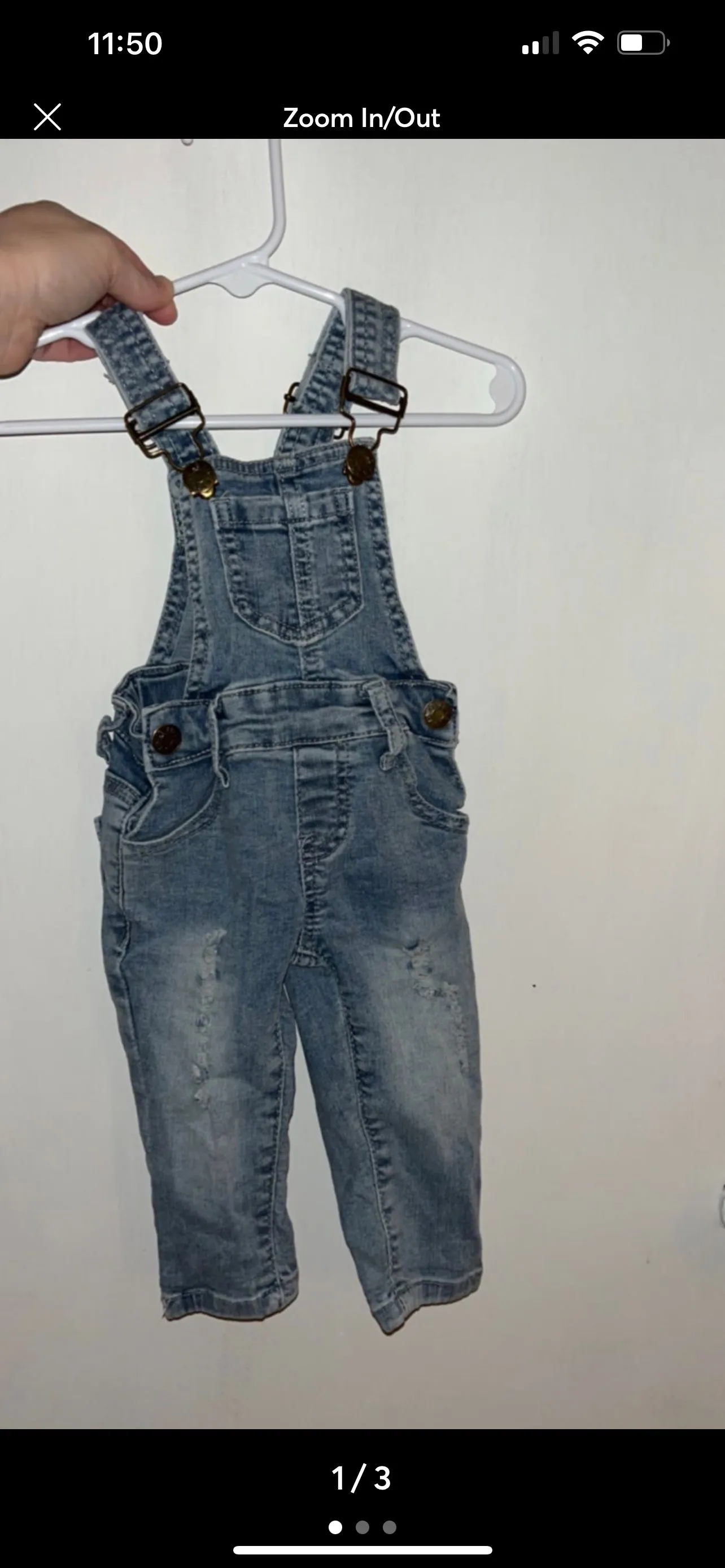 Product image for Little Bipsy distressed overalls 6-12 months