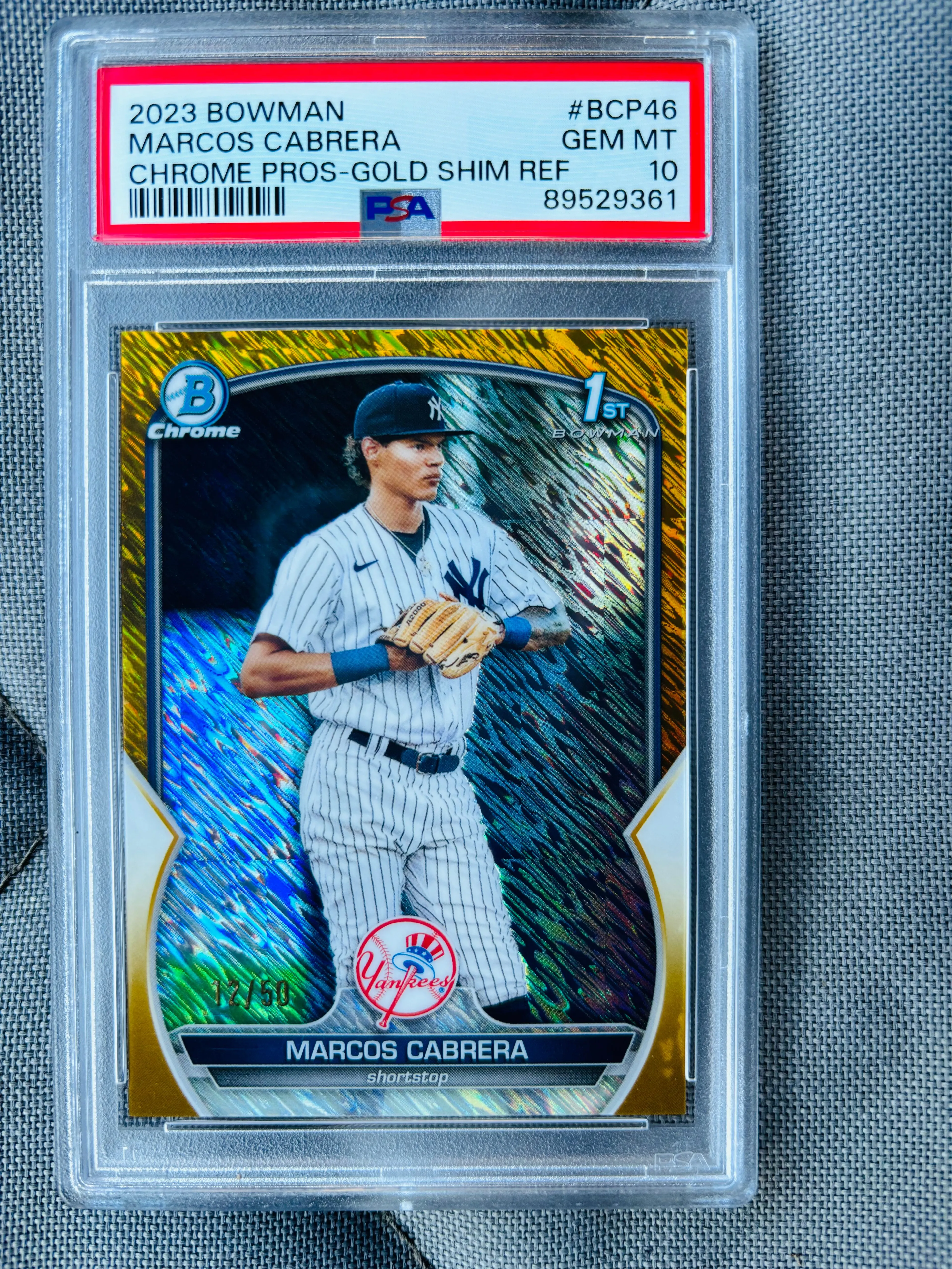 Product image for 2023 Bowman Psa10 Marcos Cabrera 1st Bowman  Gold Shimmer Refractor /50🔥 Pop3