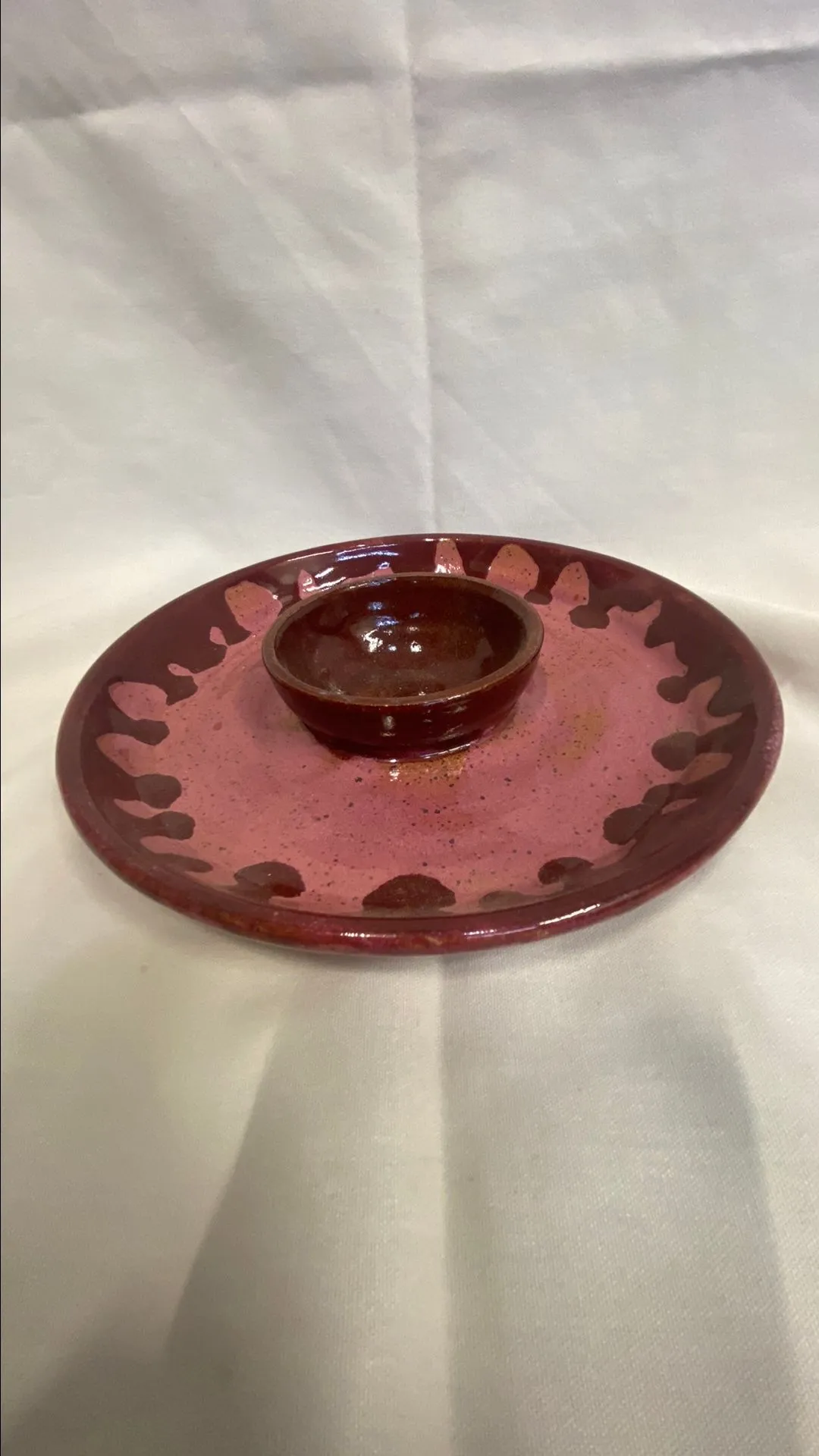 Product image for Ceramic Red Medium Snack and Sauce Plate