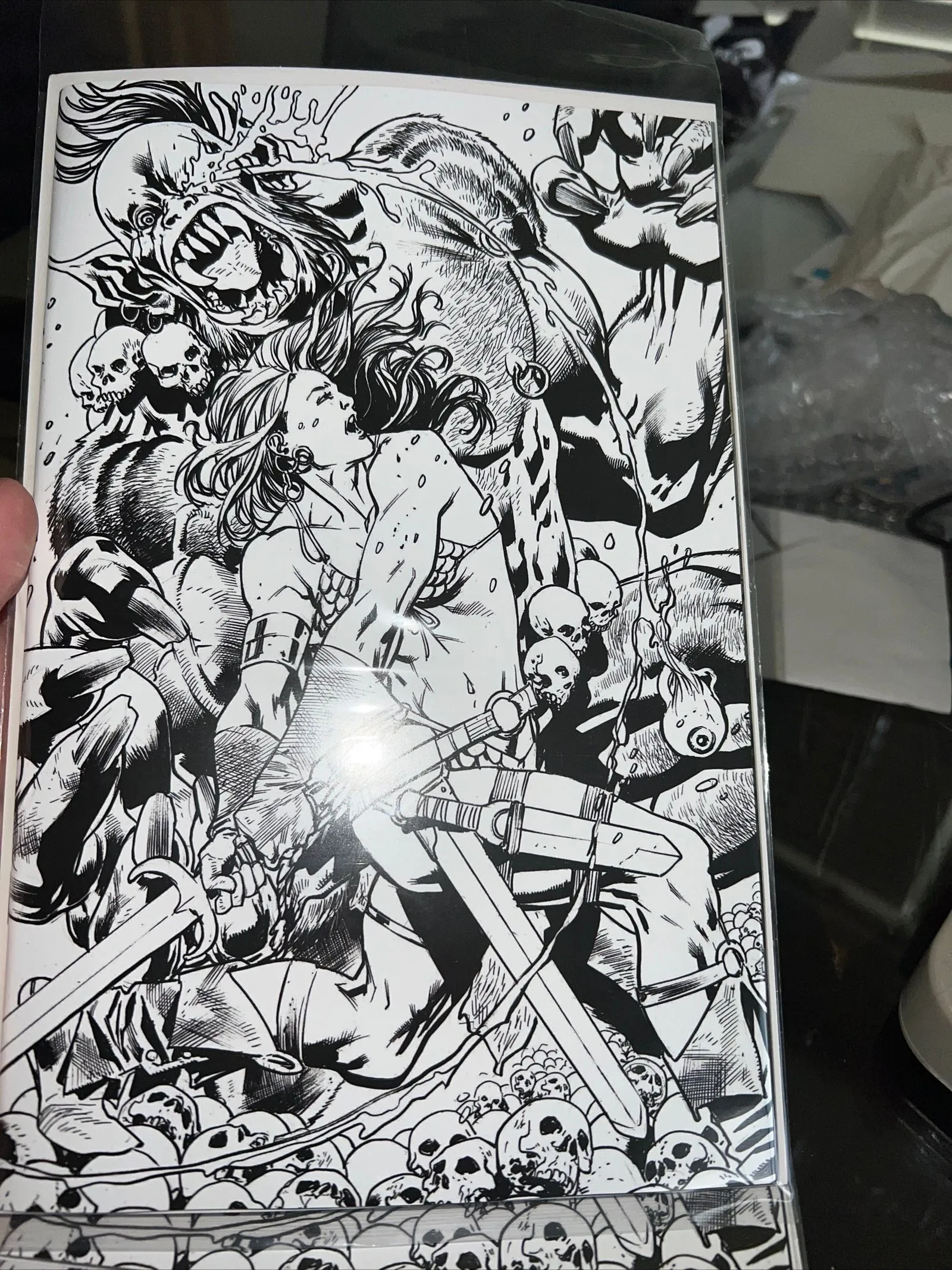 Product image for Red Sonja #1 Cover Z 1:30 Line Art Incentive Hitch Virgin Dynamite 2023 NM