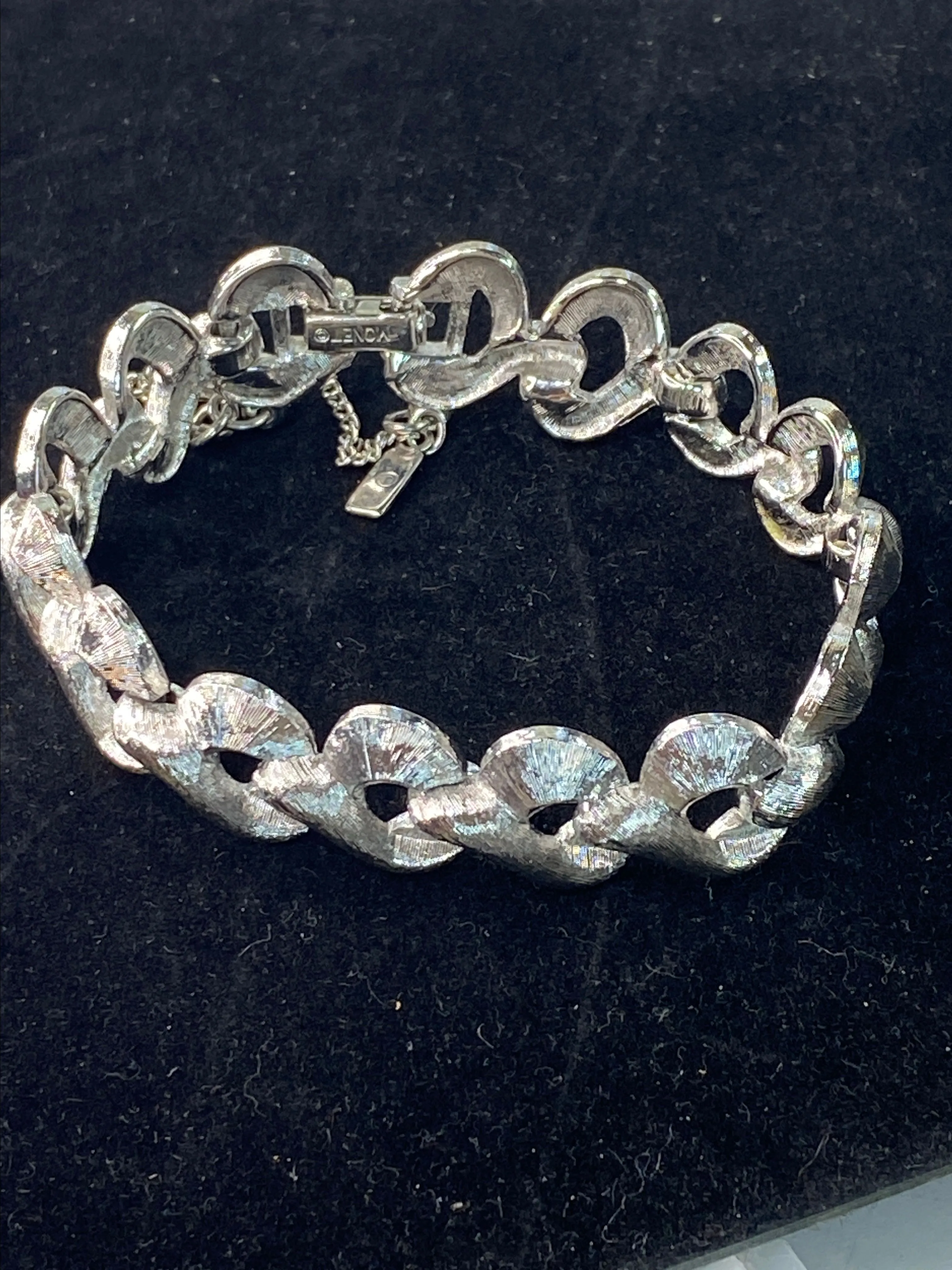 Product image for A715 Vintage Silver Tone Monet Metal Bracelet with Safety Chain